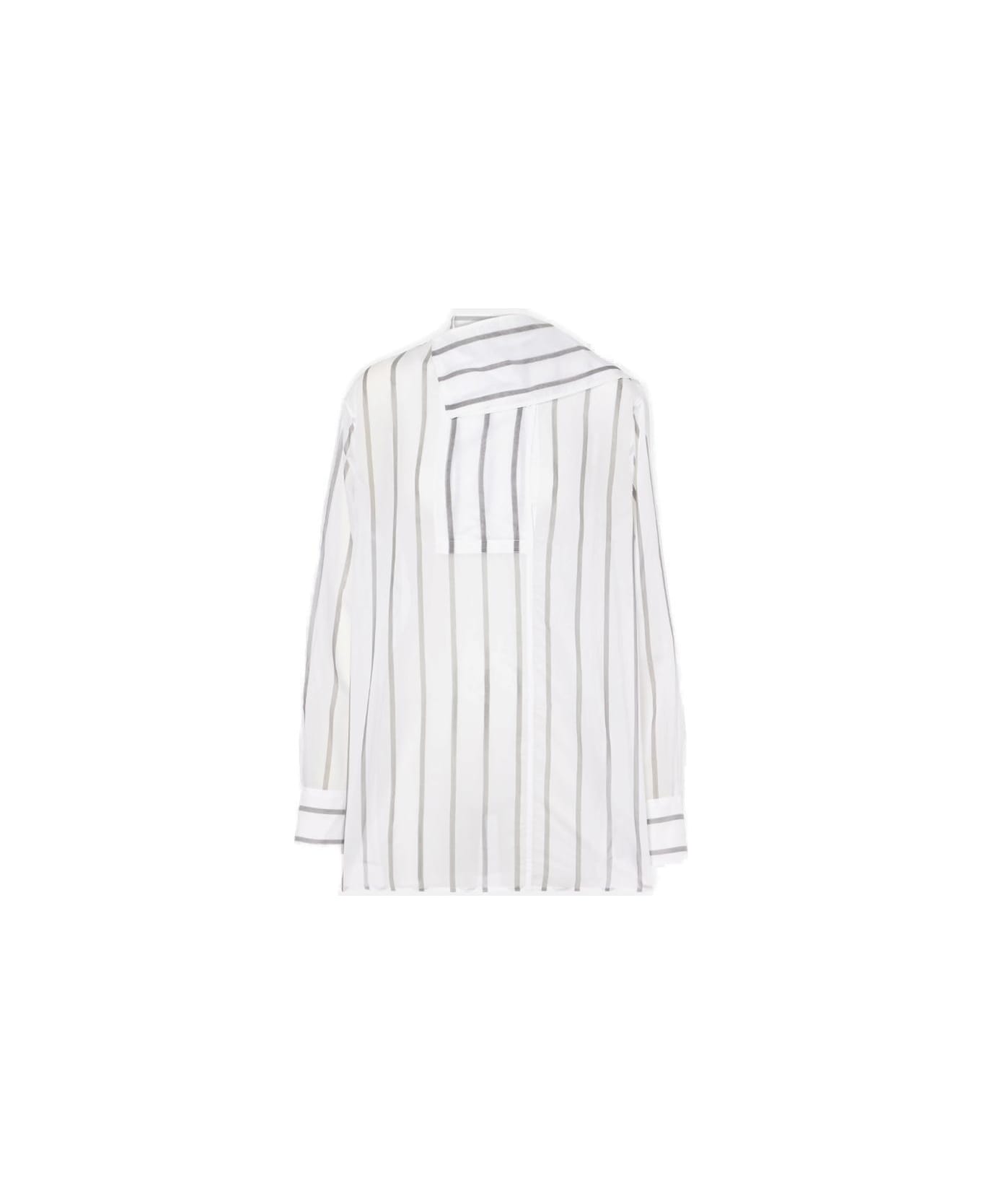 Totême Asymmetric Striped Shirt - 240 WHITE/GREY