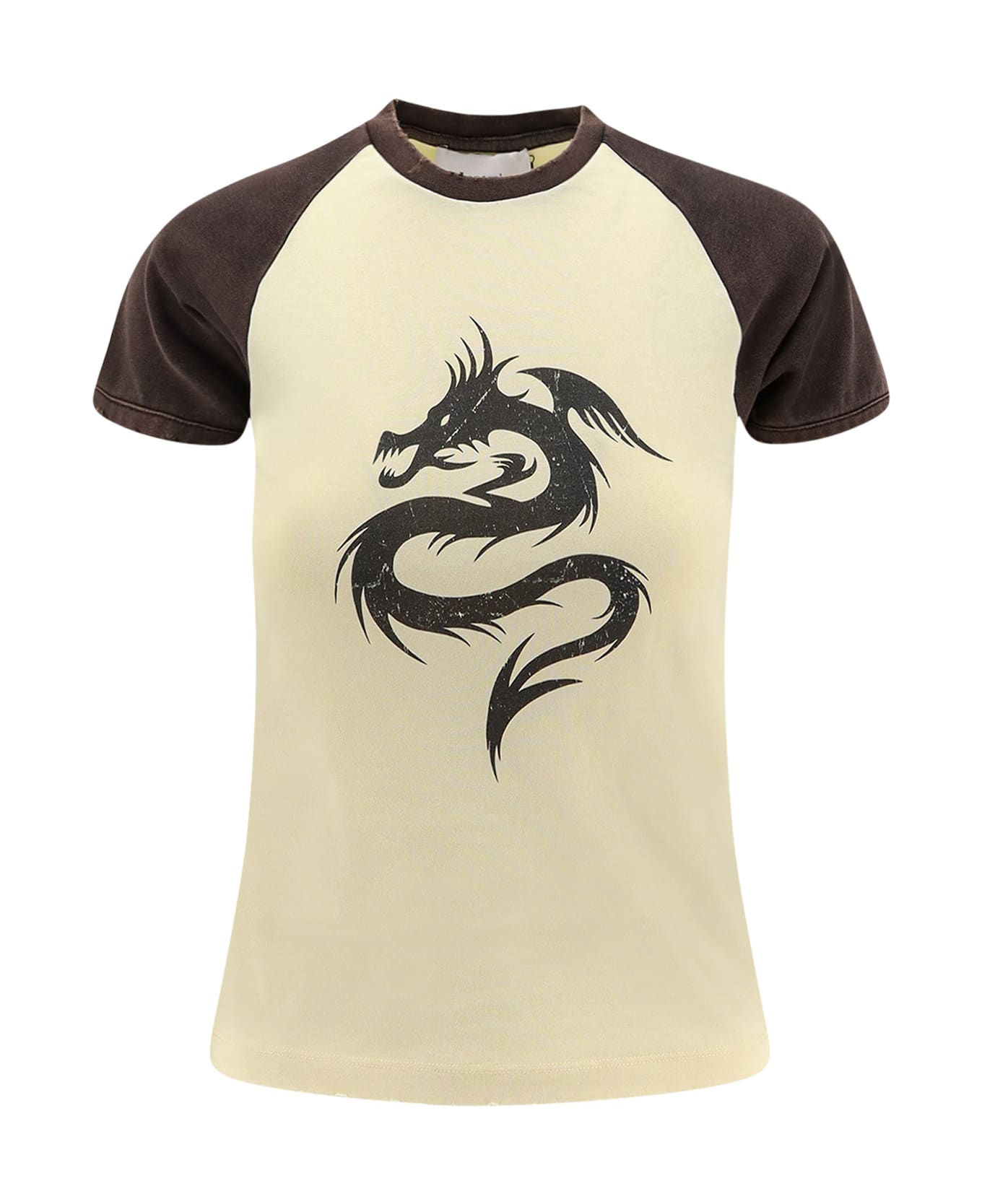 Coperni Cotton T-shirt With Used Effect - Yellow/black