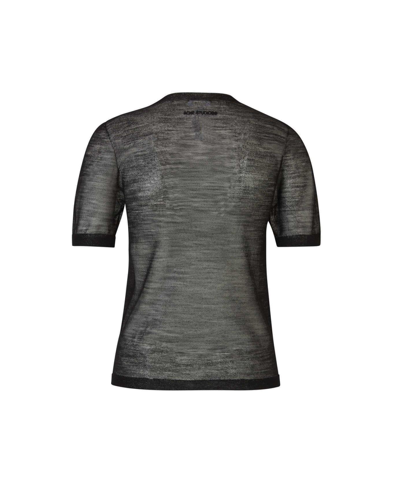 Acne Studios Sheer Knitted T-shirt - BLACK Tシャツ