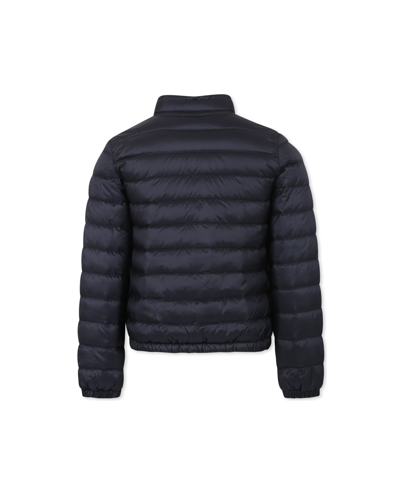 Moncler Blue Down Jacket For Girl With Logo - Blue