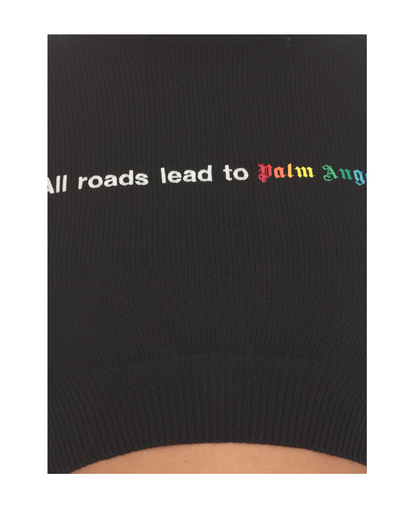 Palm Angels All Roads Cropped Sweater - Black ニットウェア