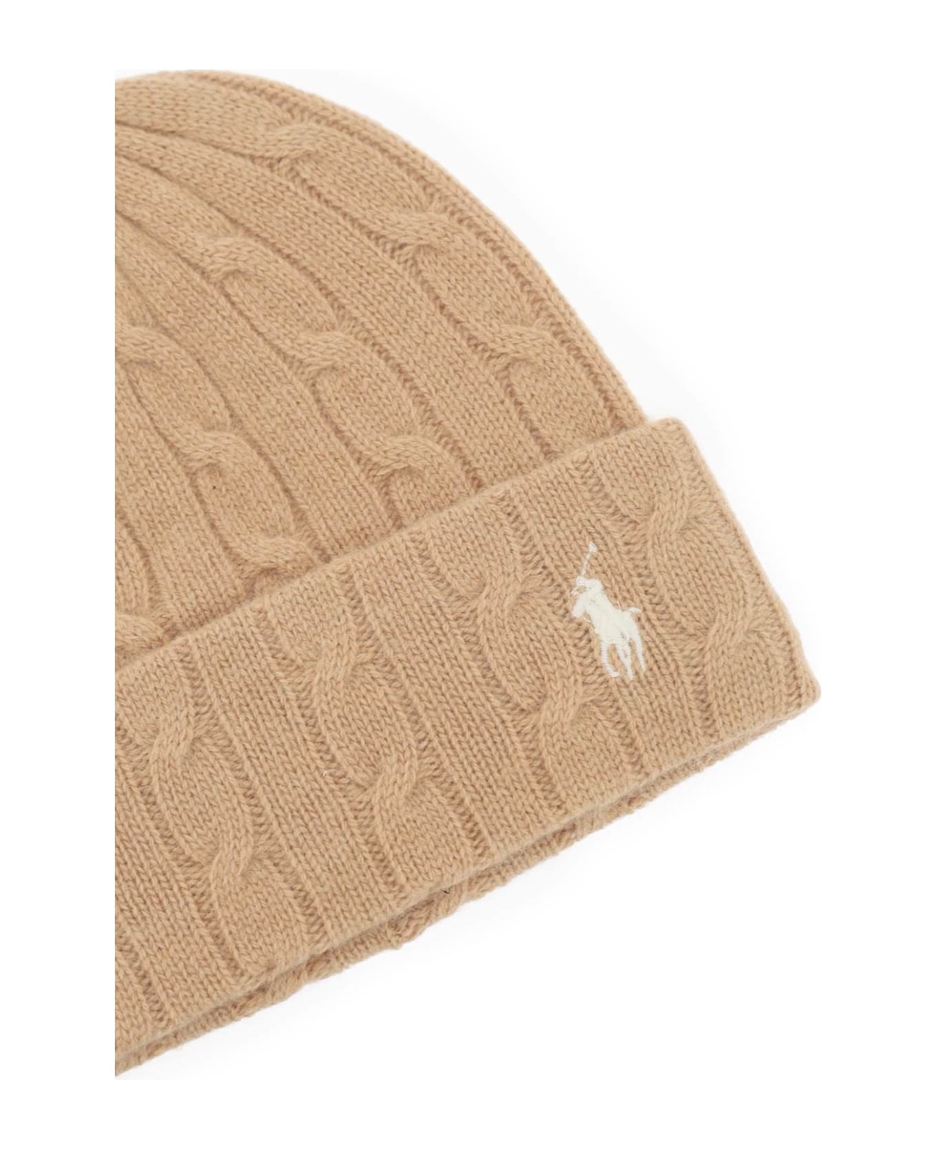 Polo Ralph Lauren Cable-knit Cashmere And Wool Beanie Hat - CAMEL (Beige)