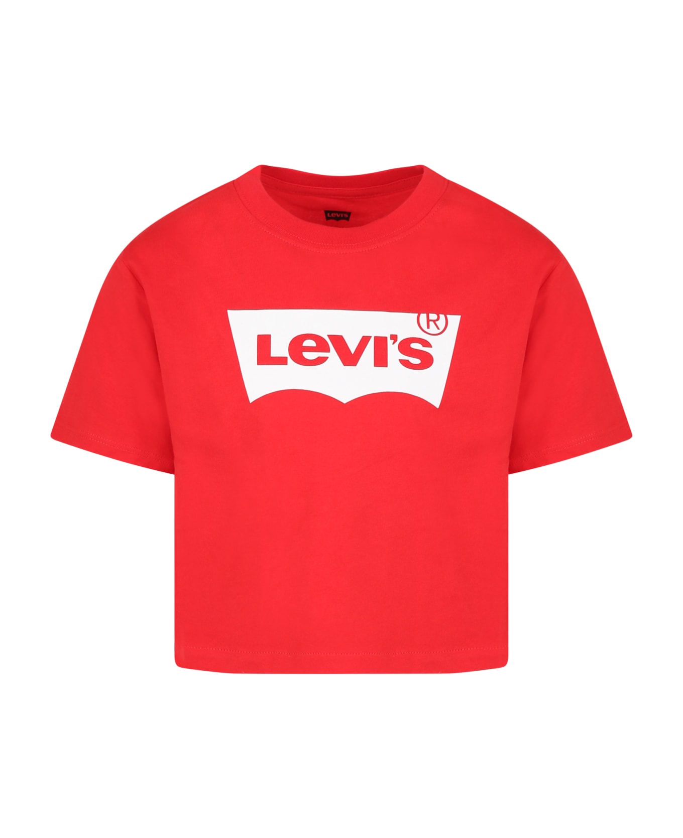 Levi's Red T-shirt For Girl With White Logo Print - Red