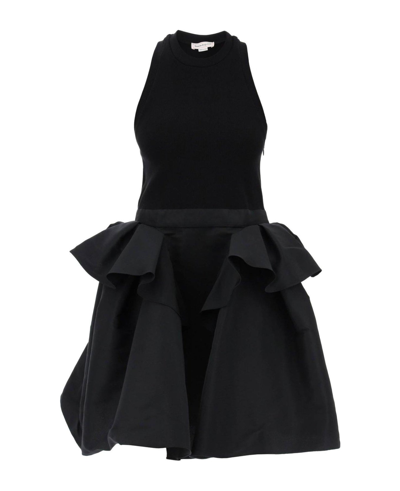 Alexander McQueen Panelled Peplum Sleeveless Mini Dress - Black