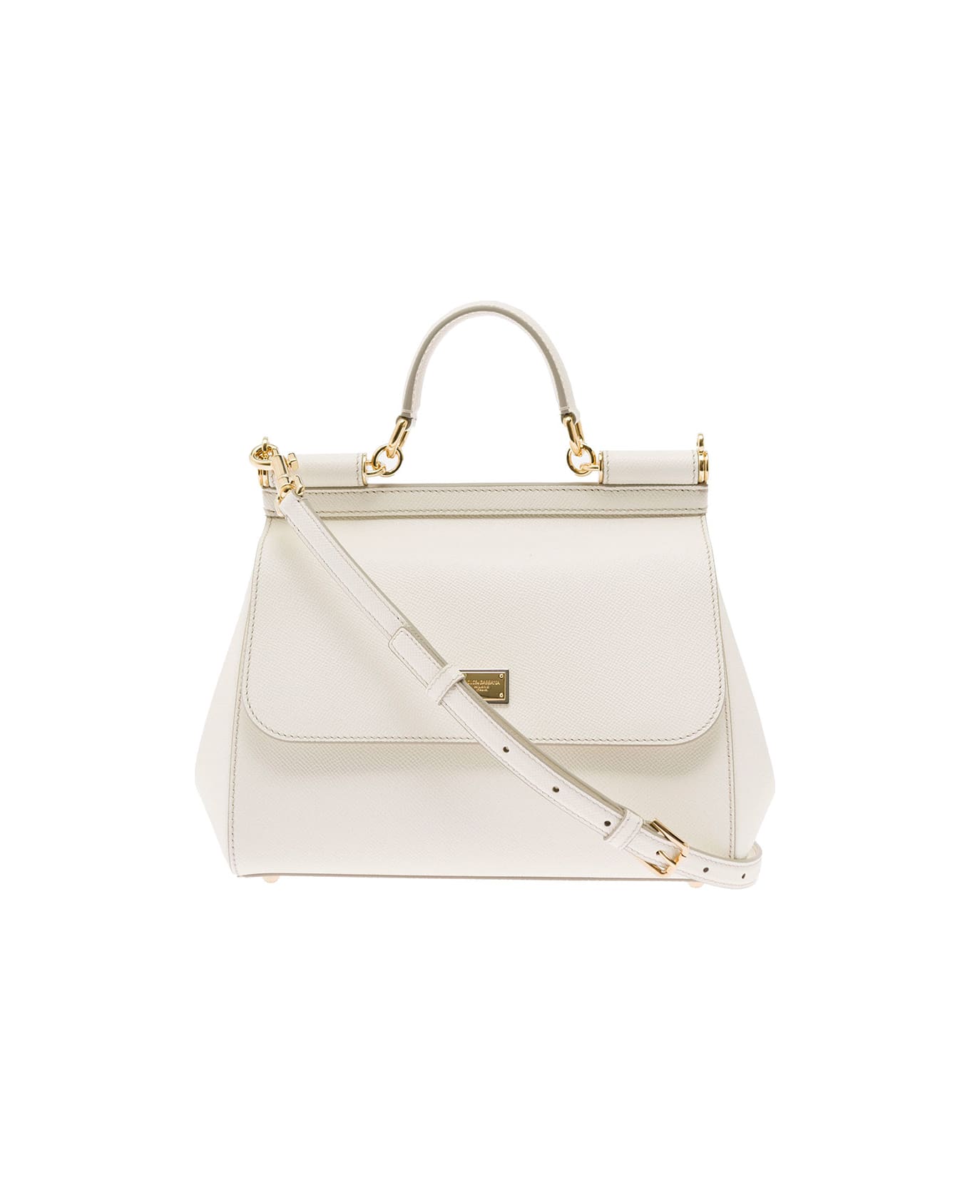 Dolce & Gabbana White Sicily Medium White Handbag In Grained Leather Dolce & Gabbana Woman - White
