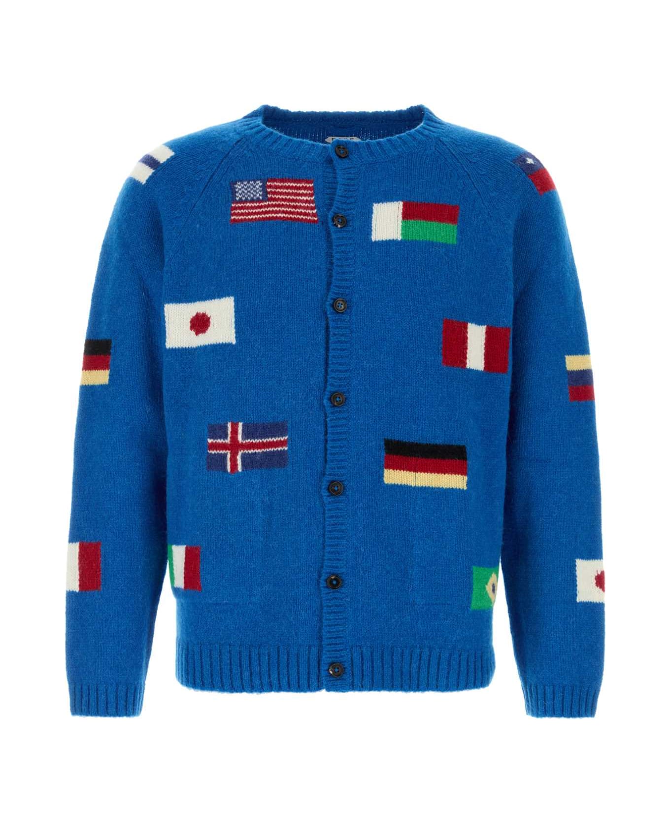 Bode Electric Blue Alpaca Blend Round-the-world Cardigan - BLUE