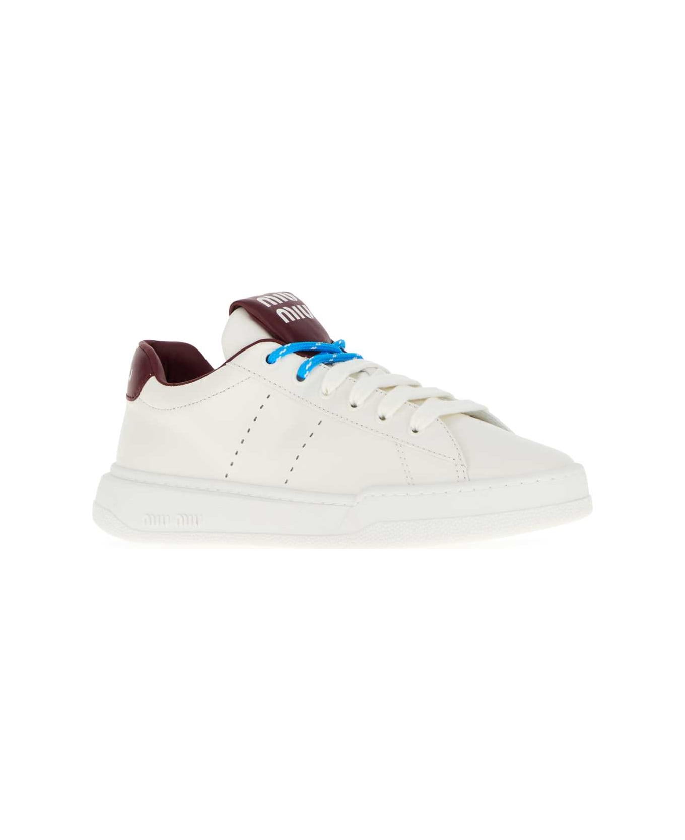 Miu Miu White Leather Sneakers - BIANCOPORPORA