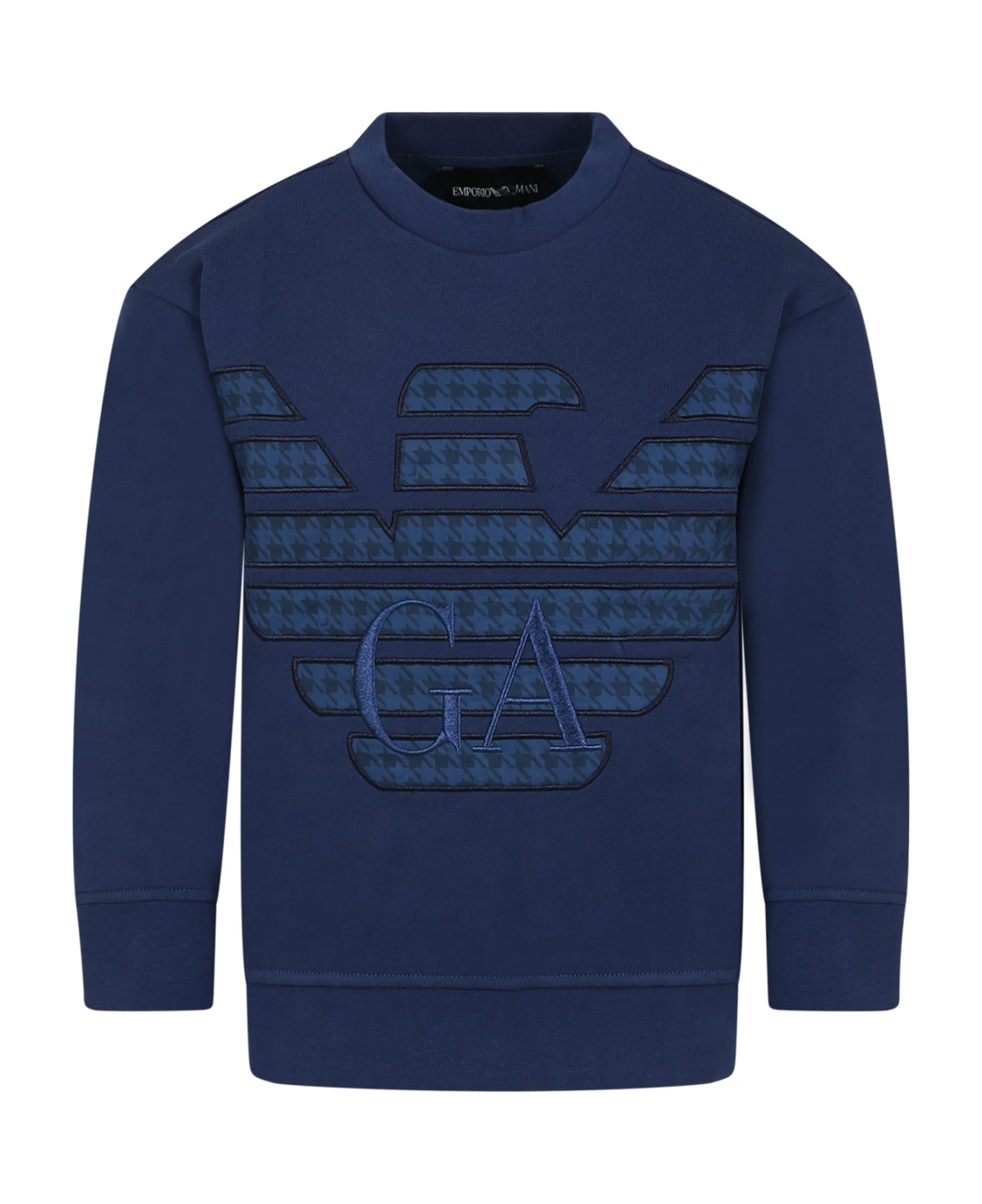 Emporio Armani Blue Sweatshirt For Boy With Eaglet And Logo - Blue ニットウェア＆スウェットシャツ