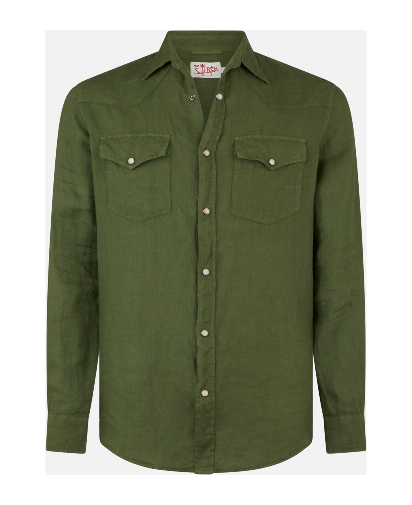 MC2 Saint Barth Dark Green Linen Shirt - GREEN