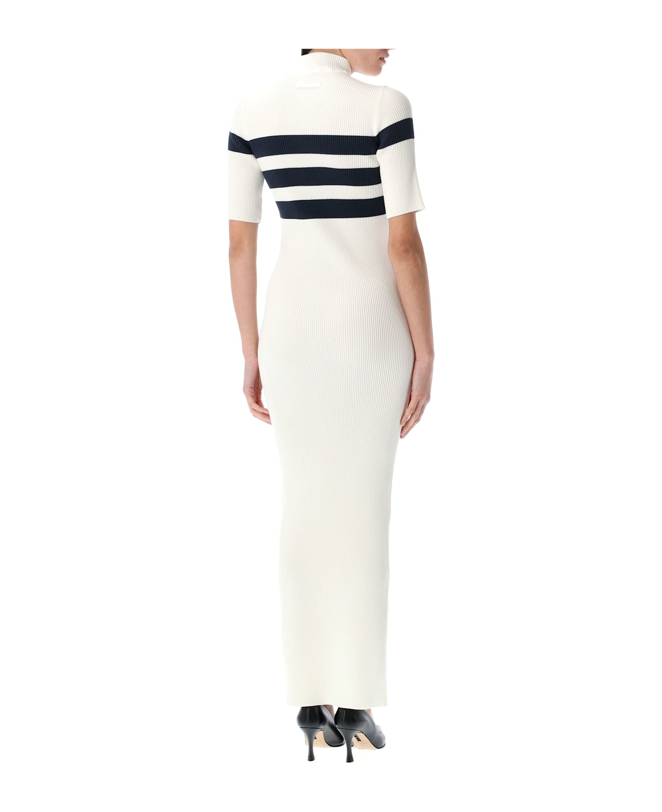 Jean Paul Gaultier Striped Long Knit Dress - WHITE