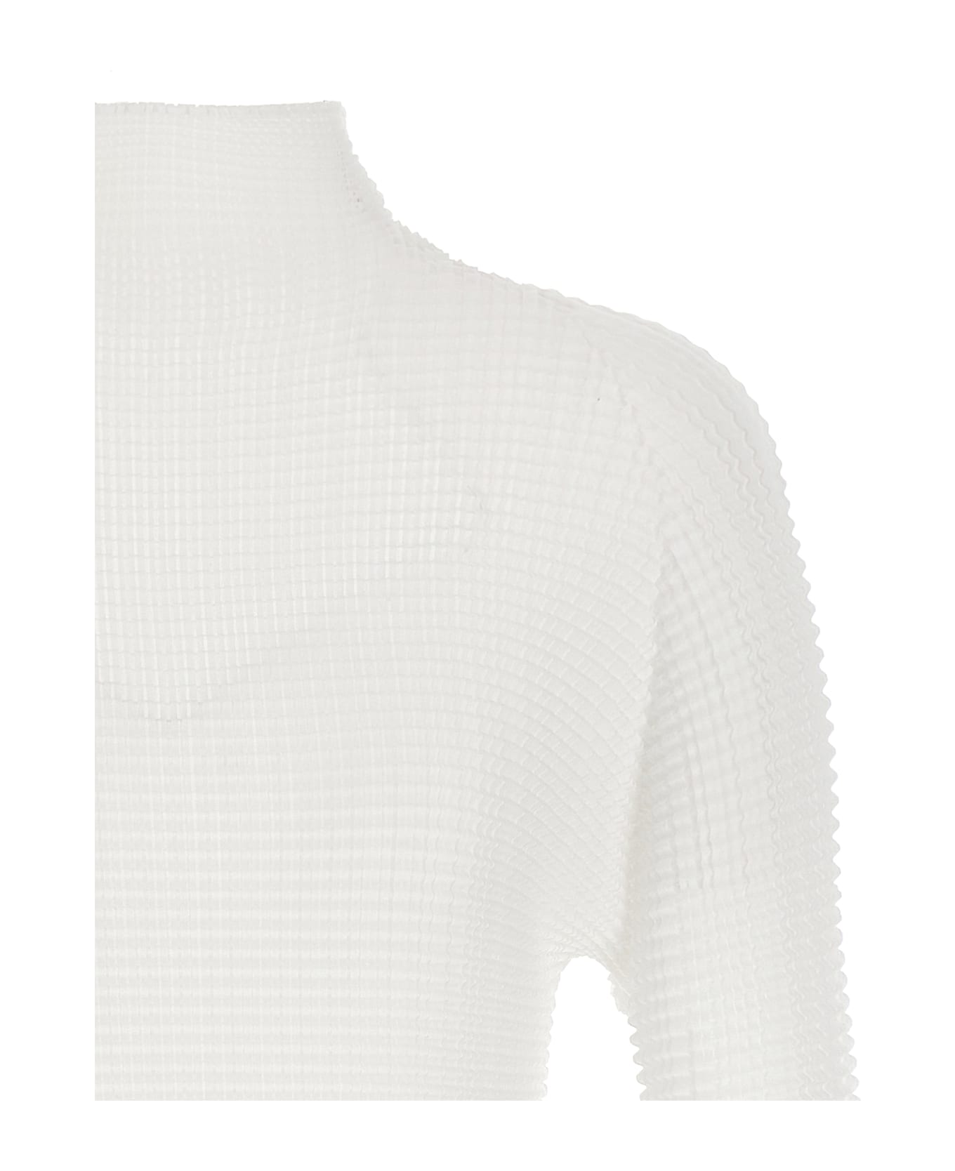 Issey Miyake 
wooly Pleats-56
 Blouse - White