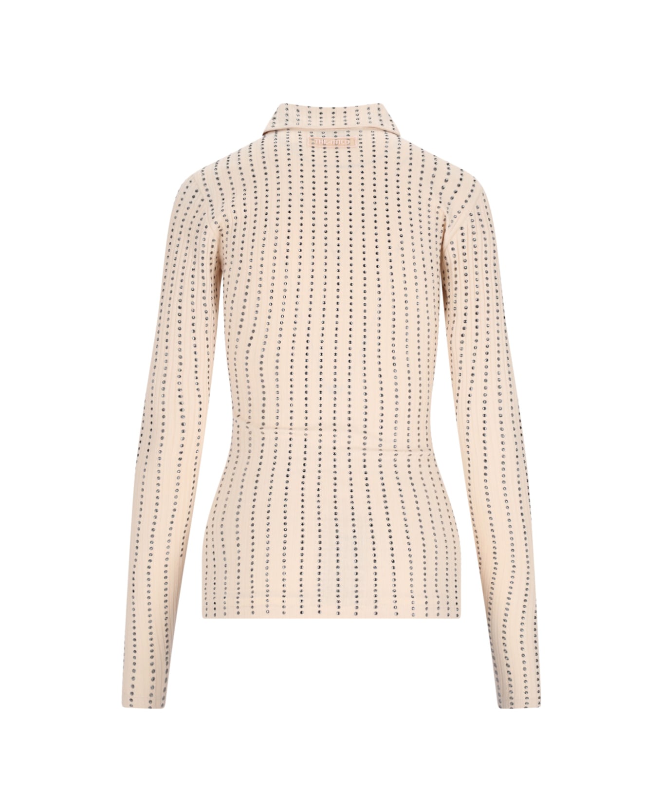 The Attico Crystal Polo Shirt - Cream
