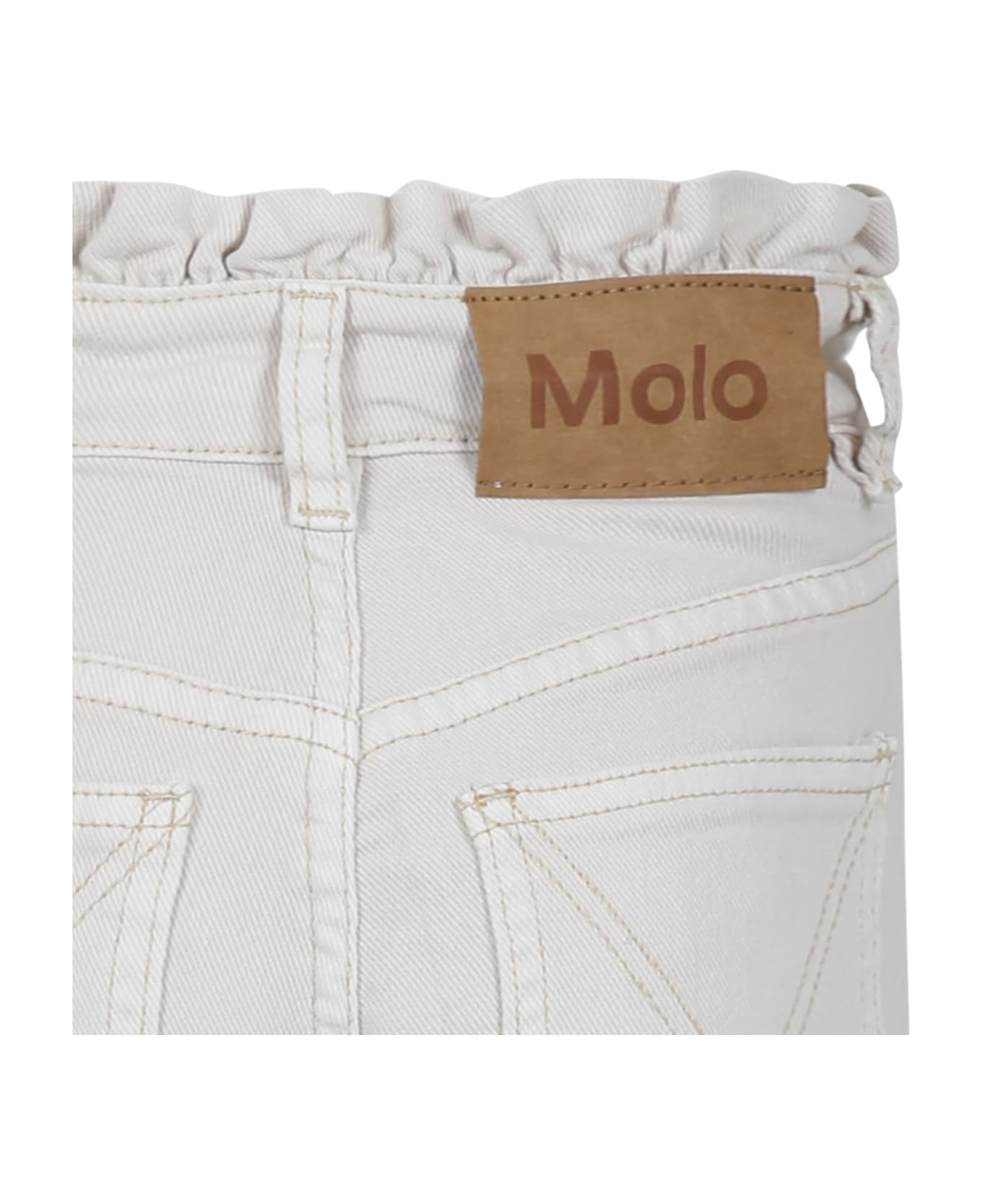 Molo Ivory Jeans For Girl - Ivory