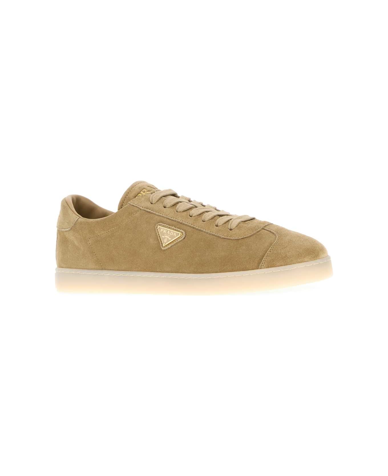 Prada Beige Suede Sneakers - ECRU