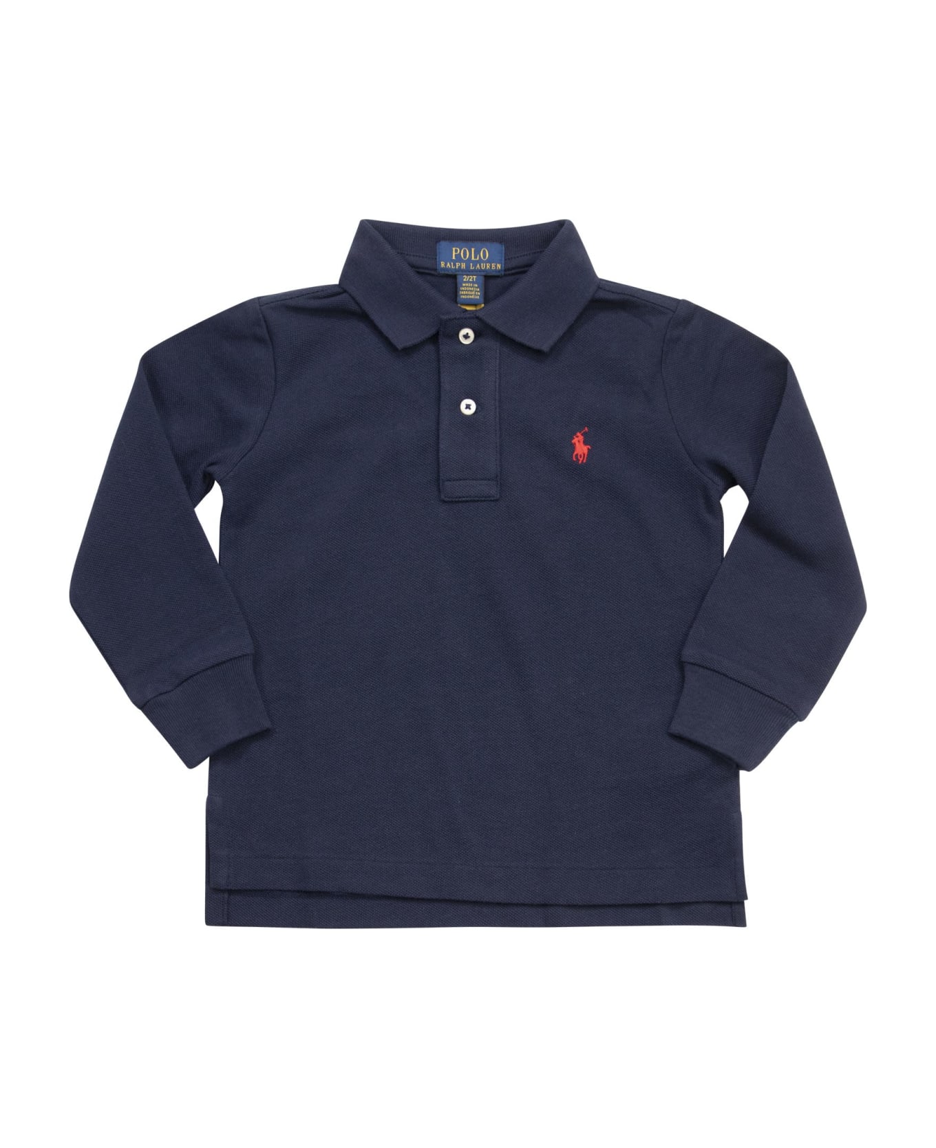 Polo Ralph Lauren Long-sleeved Pique Polo Shirt - Navy
