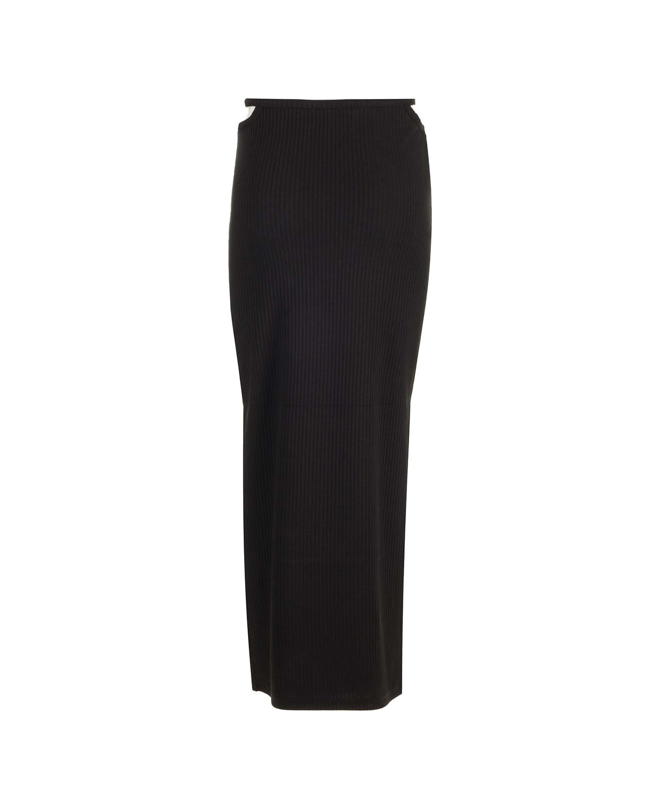 Alexander Wang Long Skirt In Ribbed Stretch Cotton - Black
