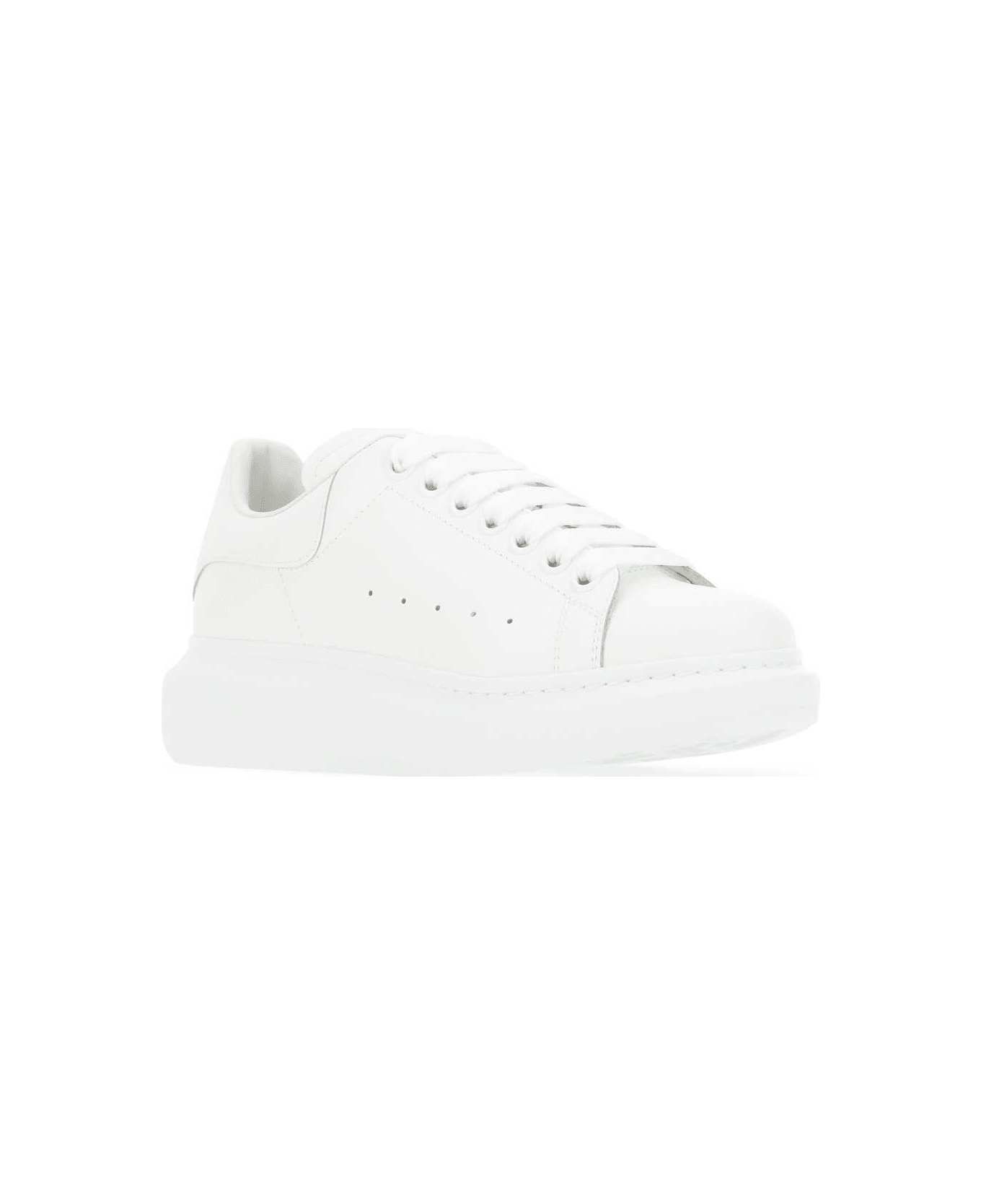 Alexander McQueen White Leather Sneakers - 9000 ウェッジシューズ