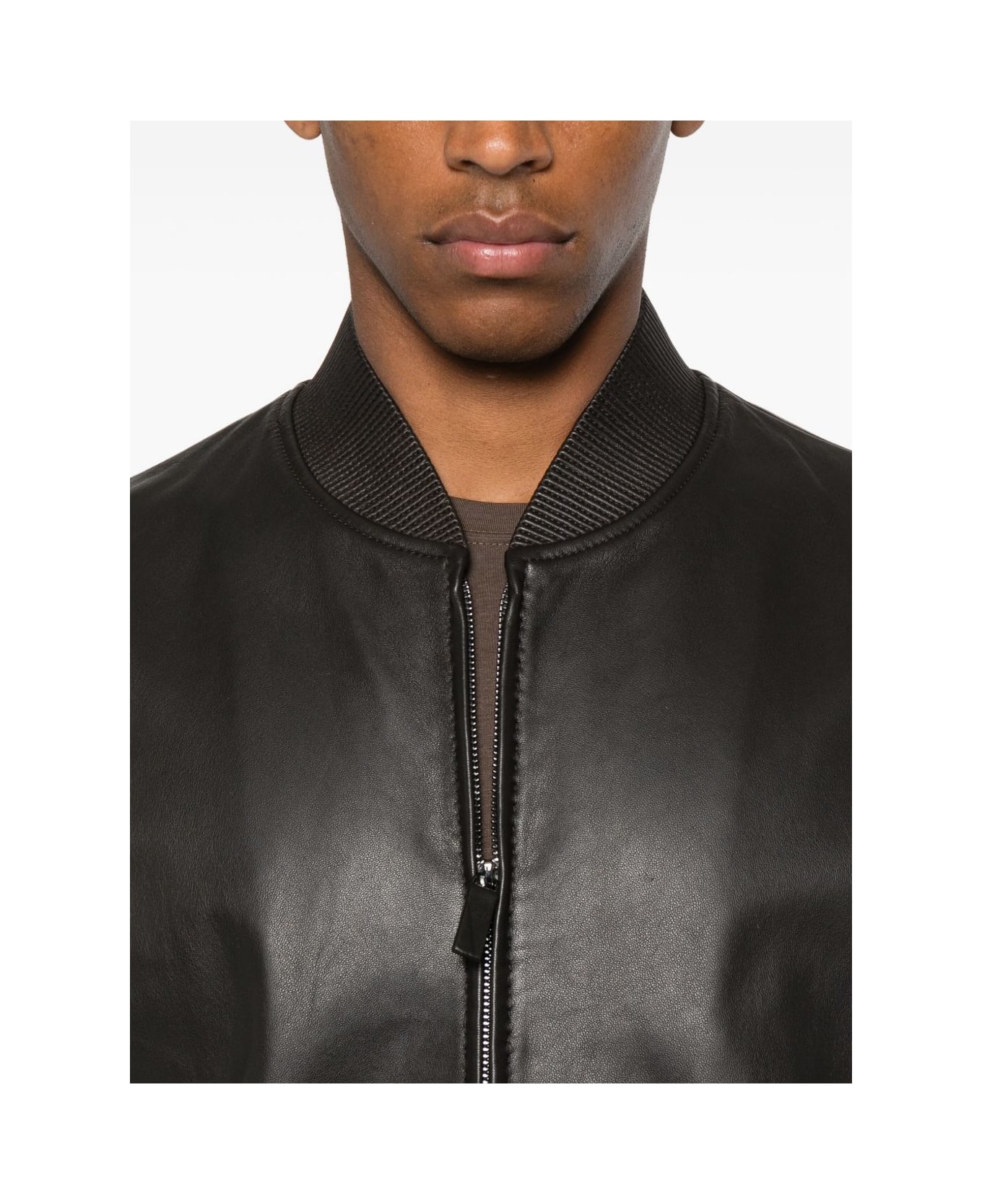 Emporio Armani Leather Jacket - Brown ジャケット