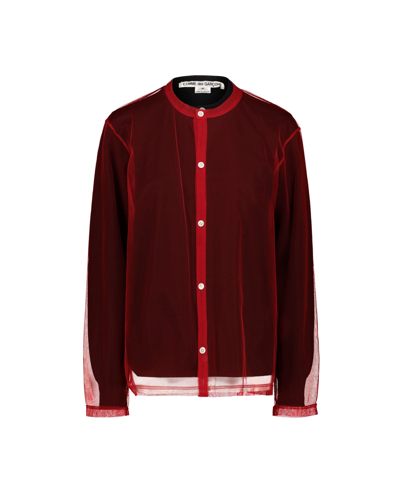 Comme des Garçons Crew Neck Cardigan - Black/ Red