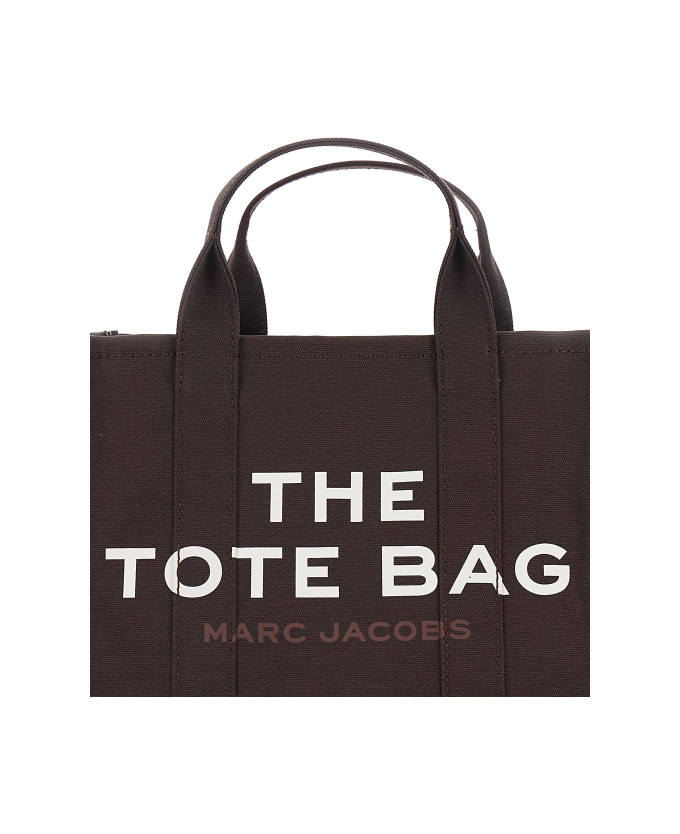 Marc Jacobs 'the Medium Tote' Brown Tote Bag With Contrasting Logo Lettering On The Front In Cotton Woman - Brown