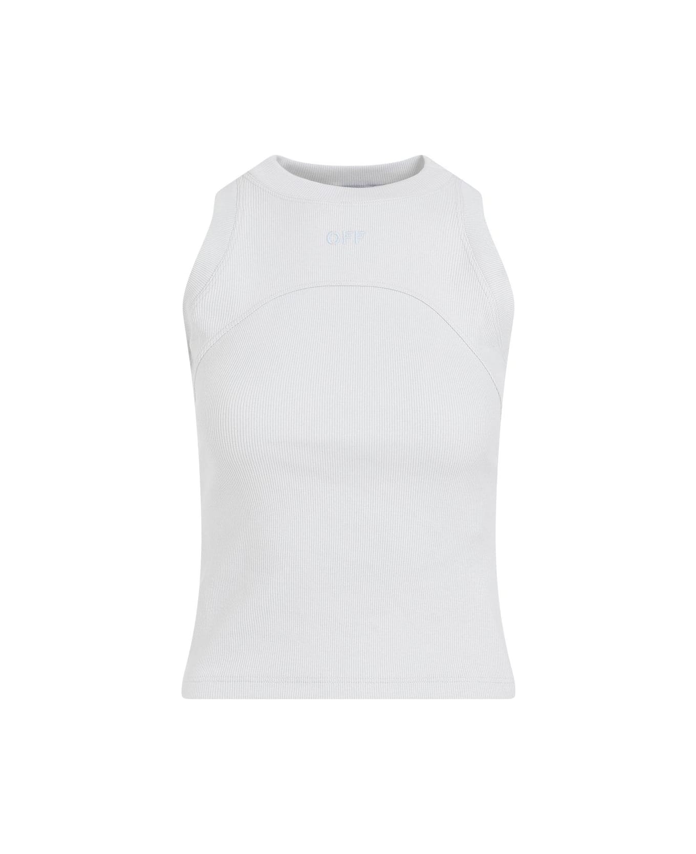 Off-White Logo Embroidered Sleeveless Top - ARTIC ICE ARTIC ICE