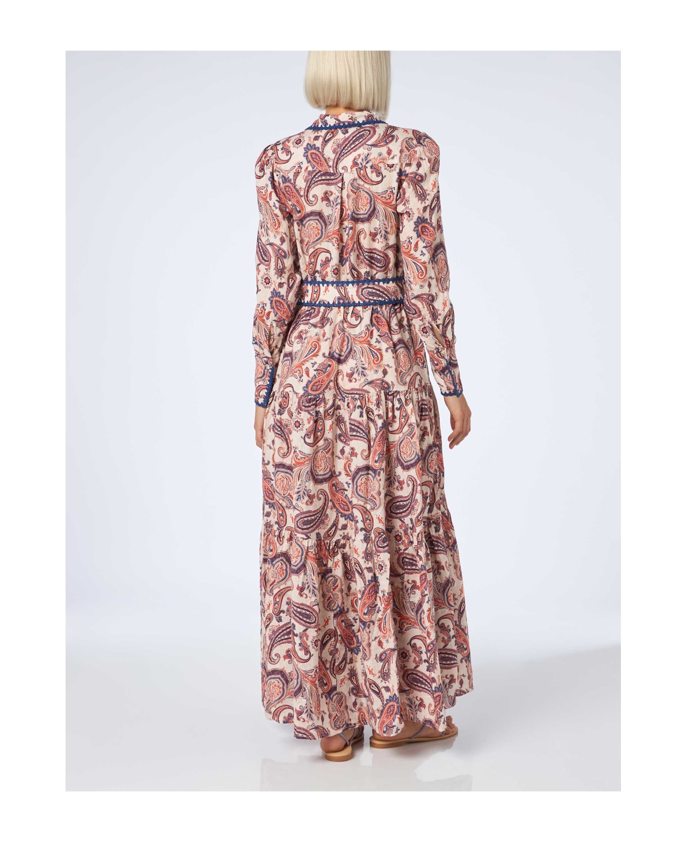 MC2 Saint Barth Woman Linen Dress Marbella With Paisley Print - WHITE