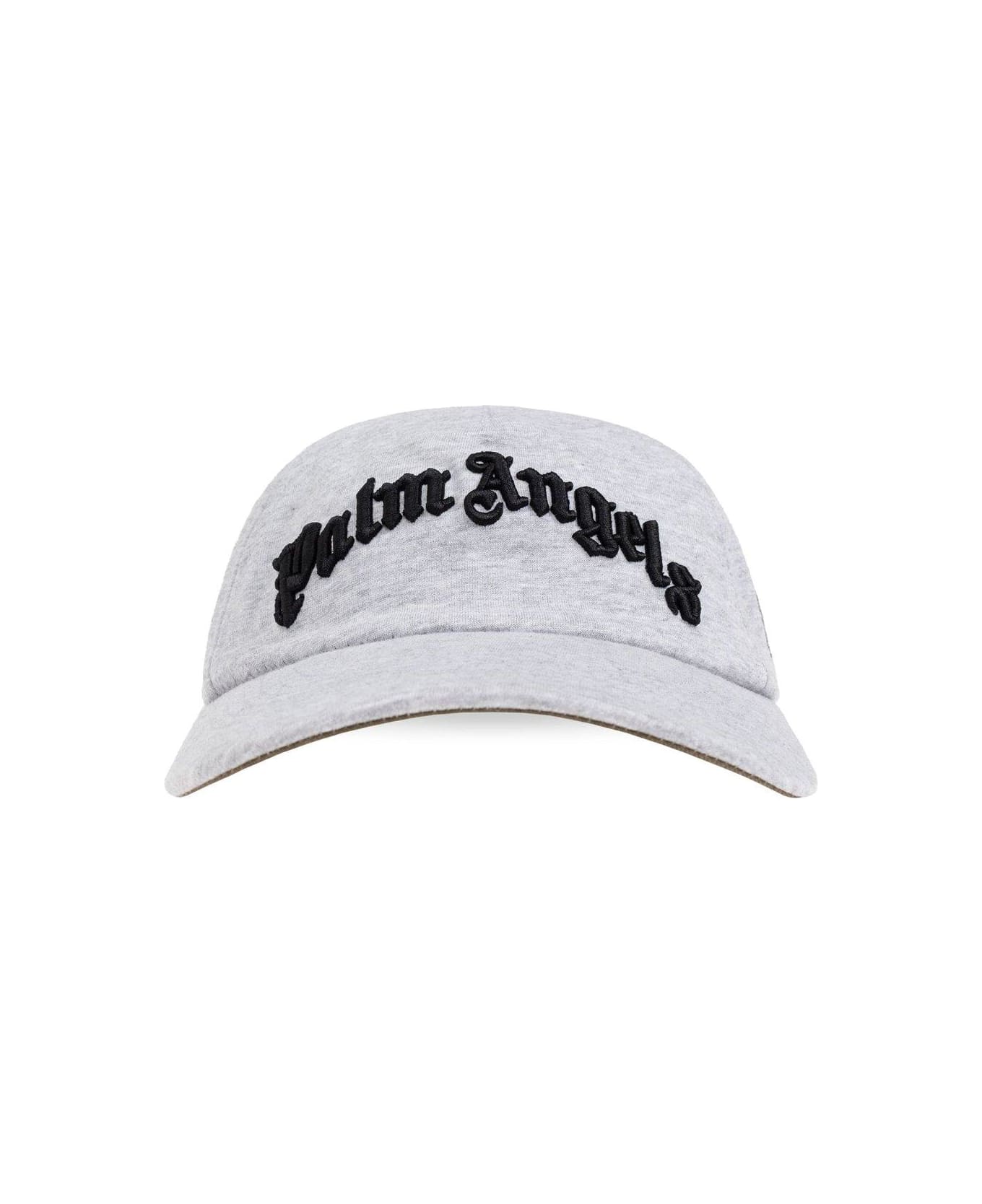 Palm Angels Logo Embroidered Baseball Cap - GREY MELANGE BLACK