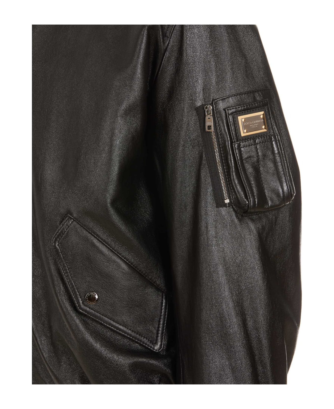 Dolce & Gabbana Logo Leather Jacket - Nero