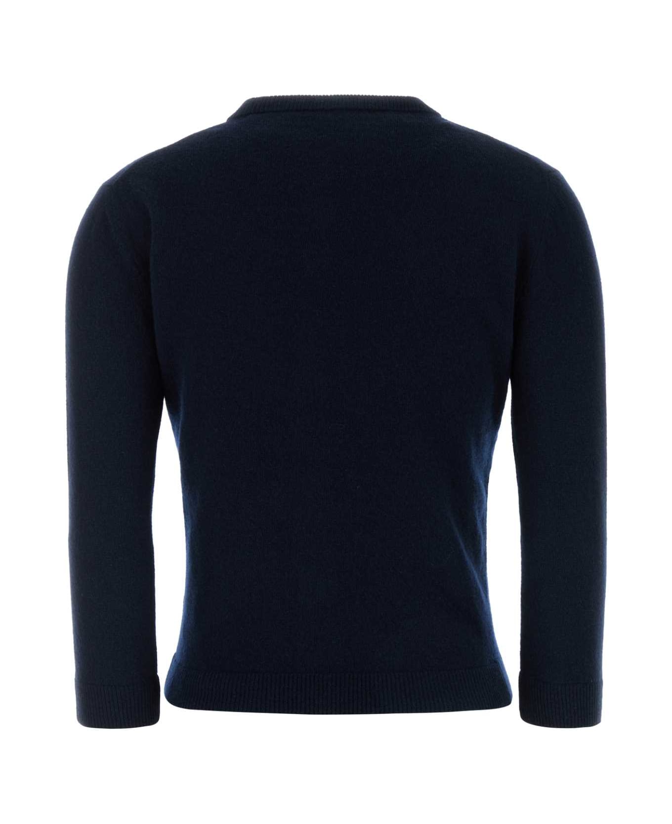 Valentino Garavani Navy Blue Wool Cardigan - NAVYROSSO