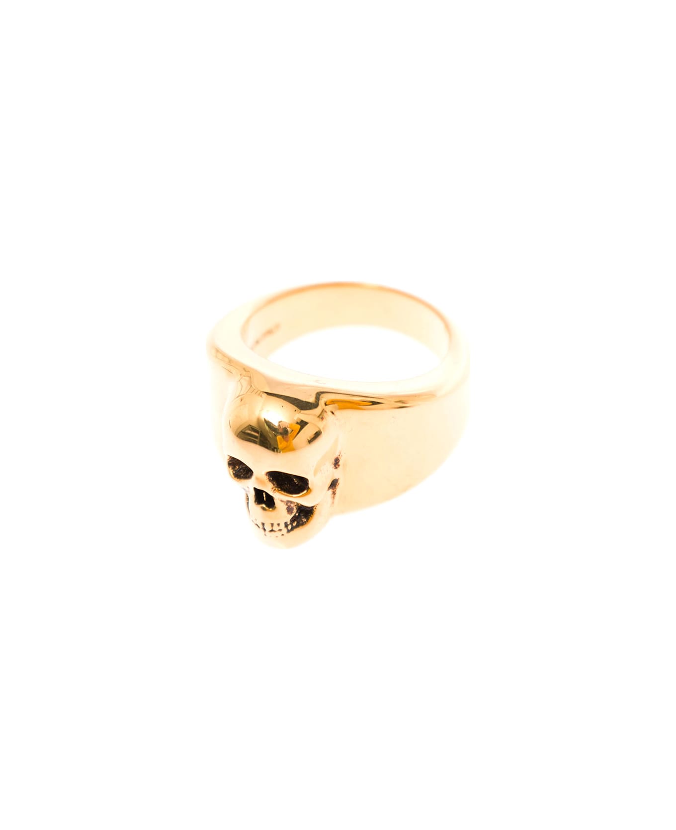 Alexander McQueen Man's Skull Gold Colored Brass Ring - Metallic