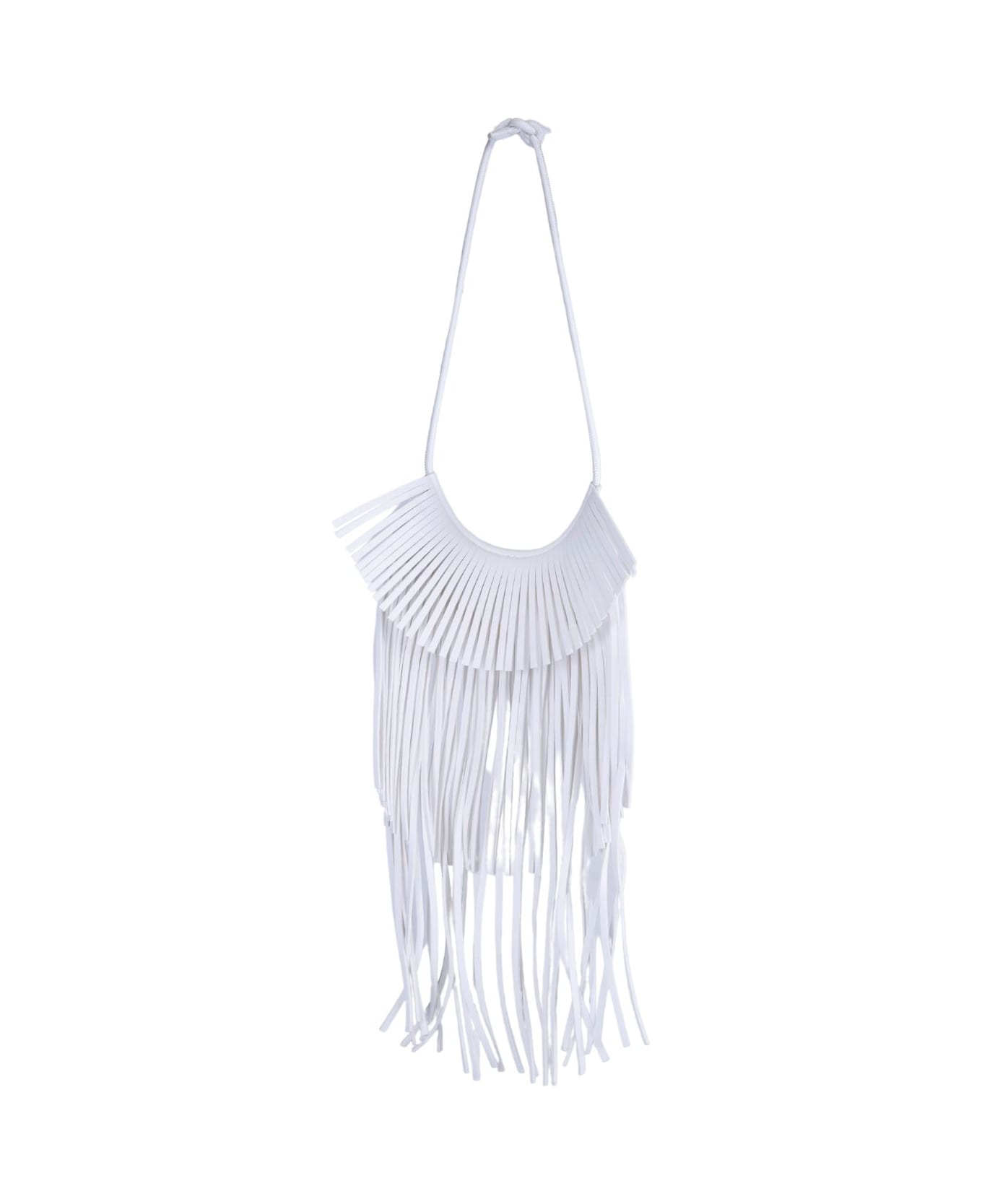 Liviana Conti Vegan Leather Fringe Necklace - Bianco