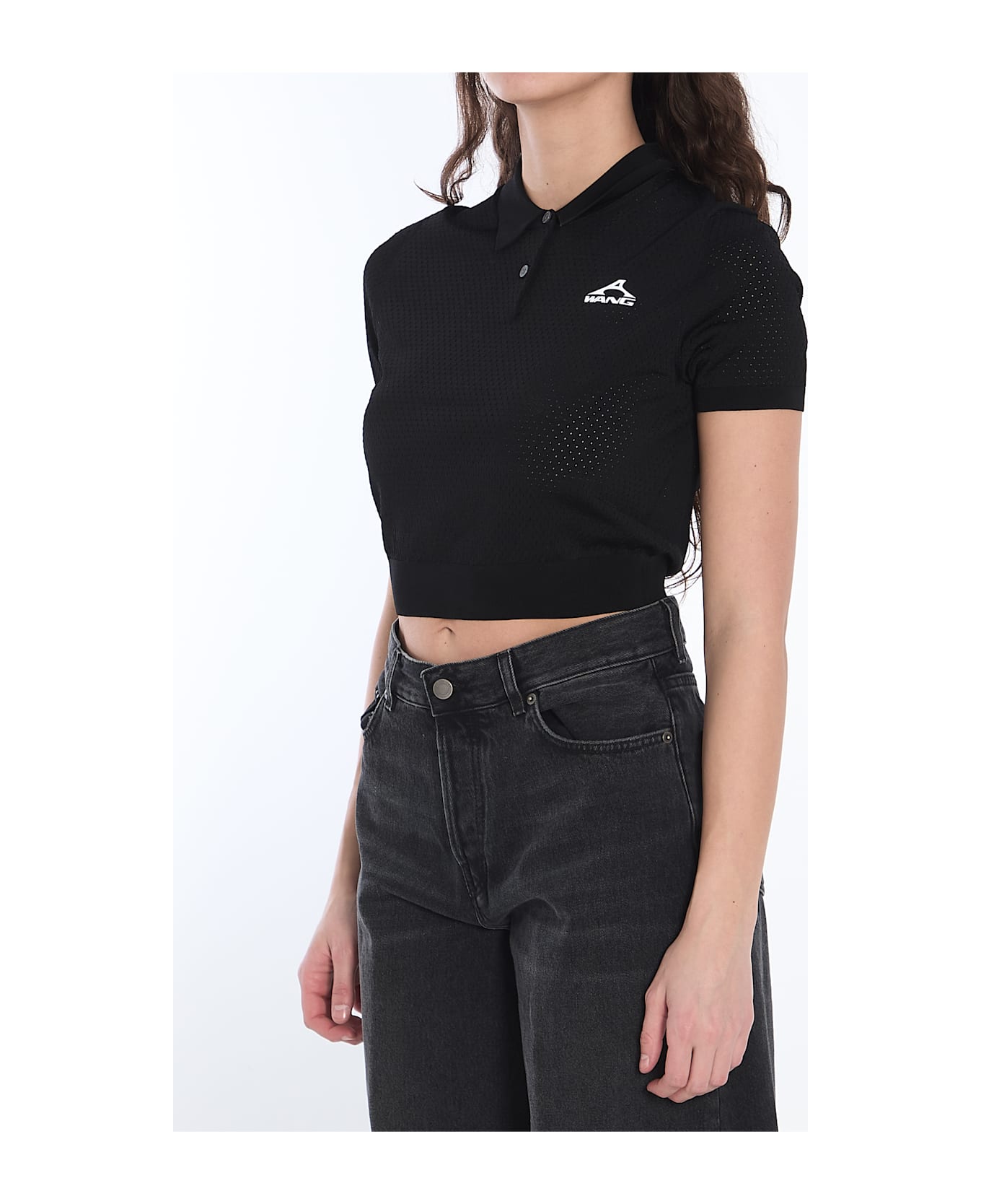 Alexander Wang Cropped Polo Shirt - BLACK