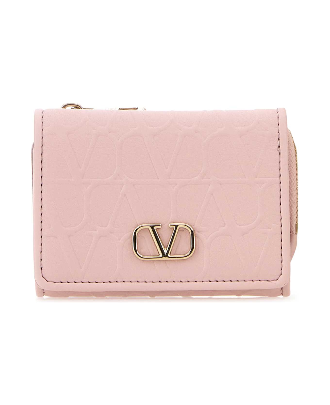 Valentino Garavani Pastel Pink Leather Wallet - ROSEQUARTZ