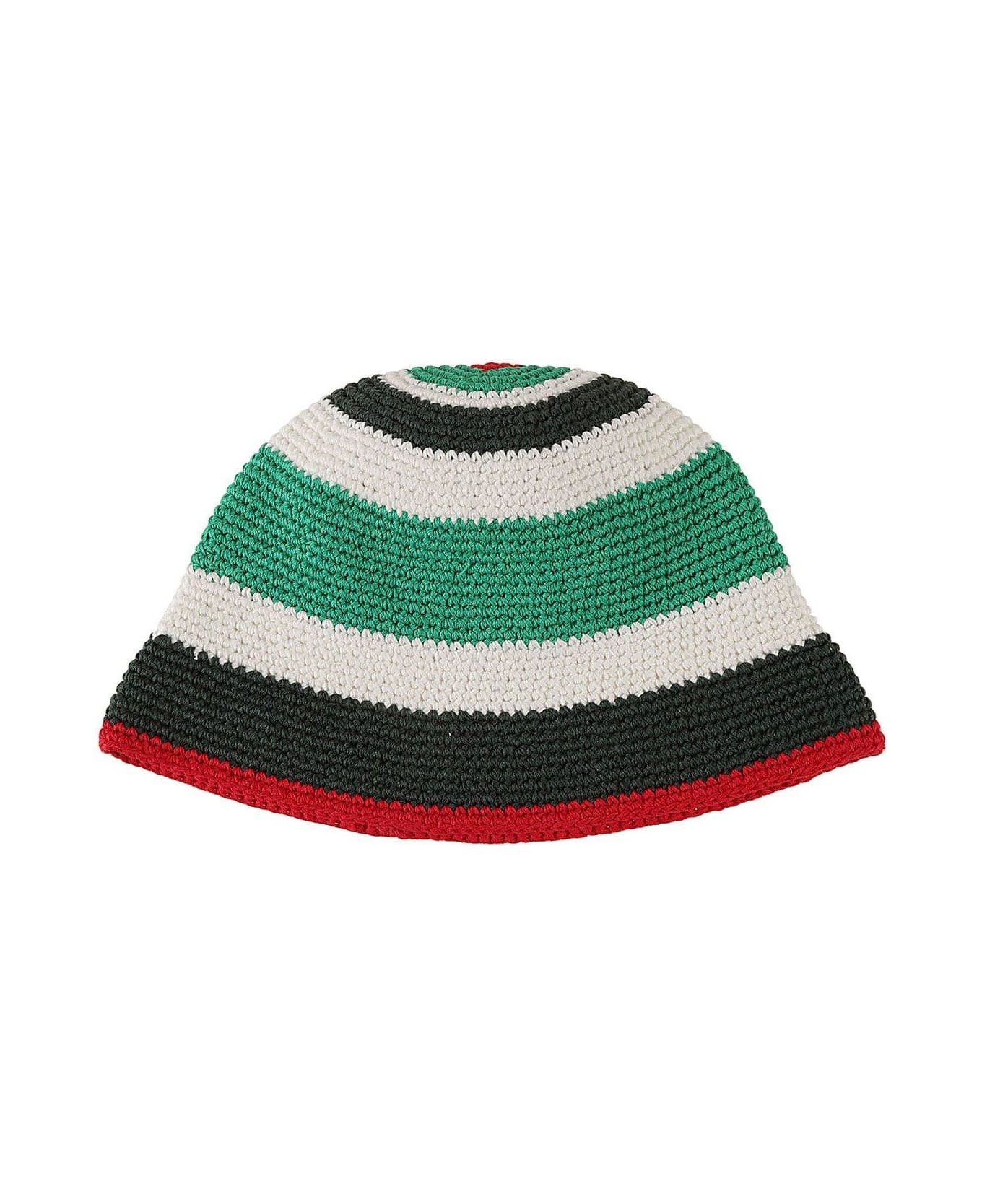 Casablanca Logo Patch Crochet Hat - GREEN/ WHITE