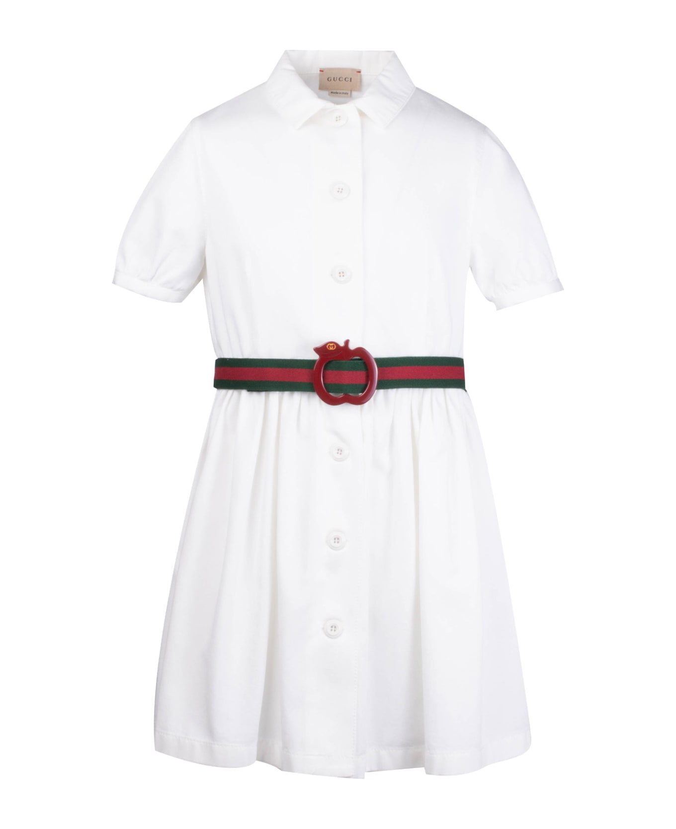 Gucci Cotton Dress With Apple Buckle - White