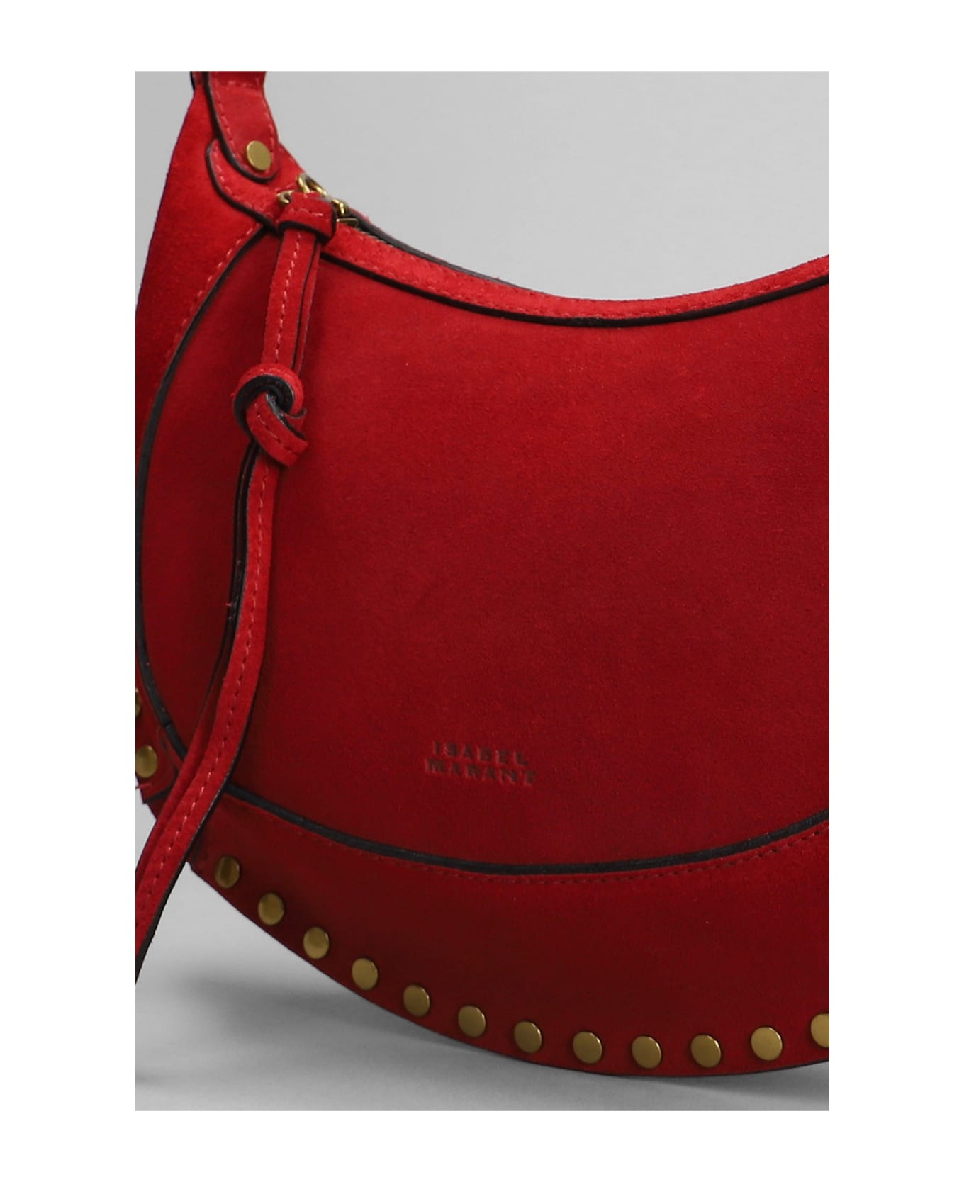 Isabel Marant Oskan Moon Shoulder Bag In Red Suede - red