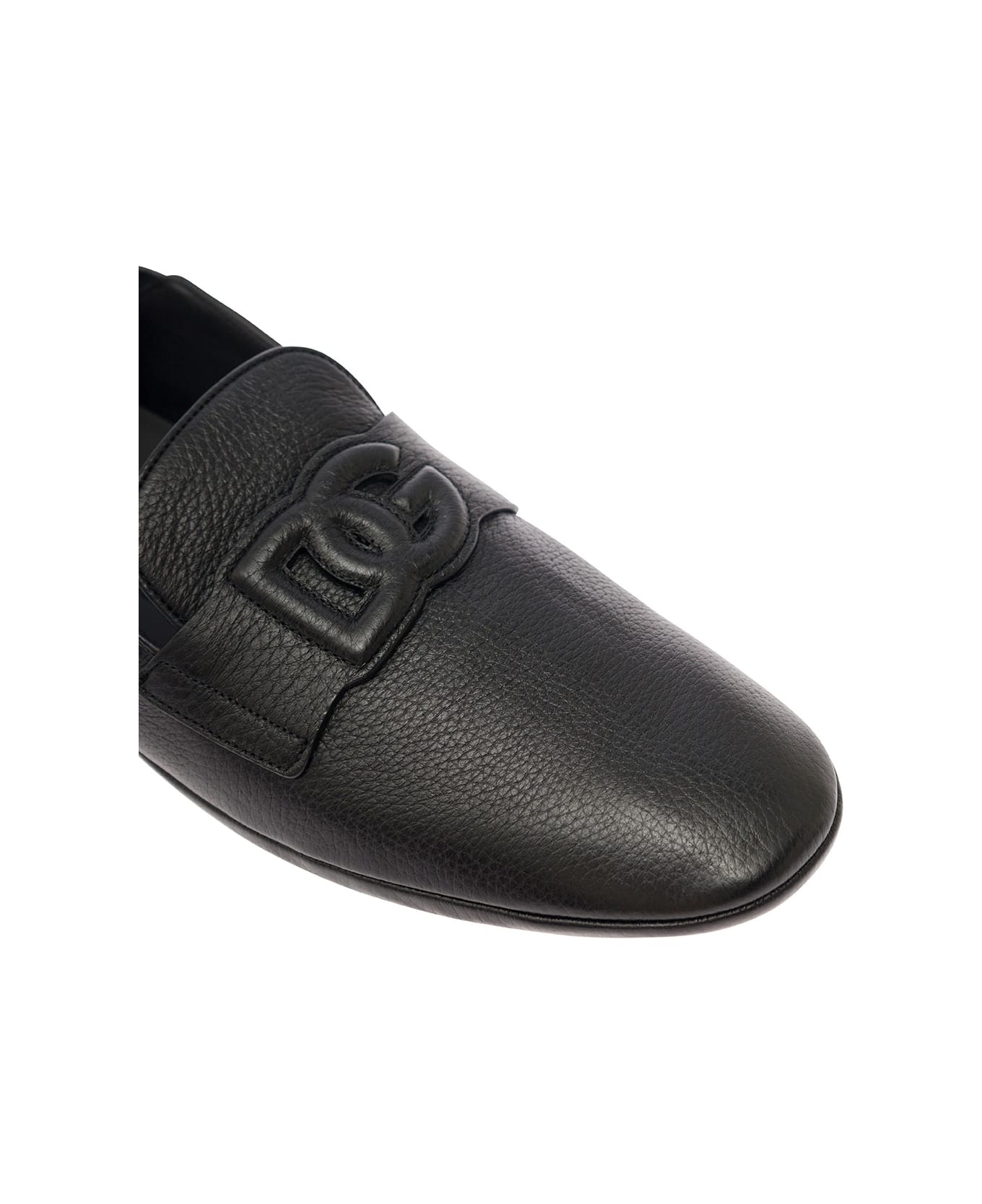 Dolce & Gabbana 'driver' Black Loafers With Dg Logo In Leather Man - Black