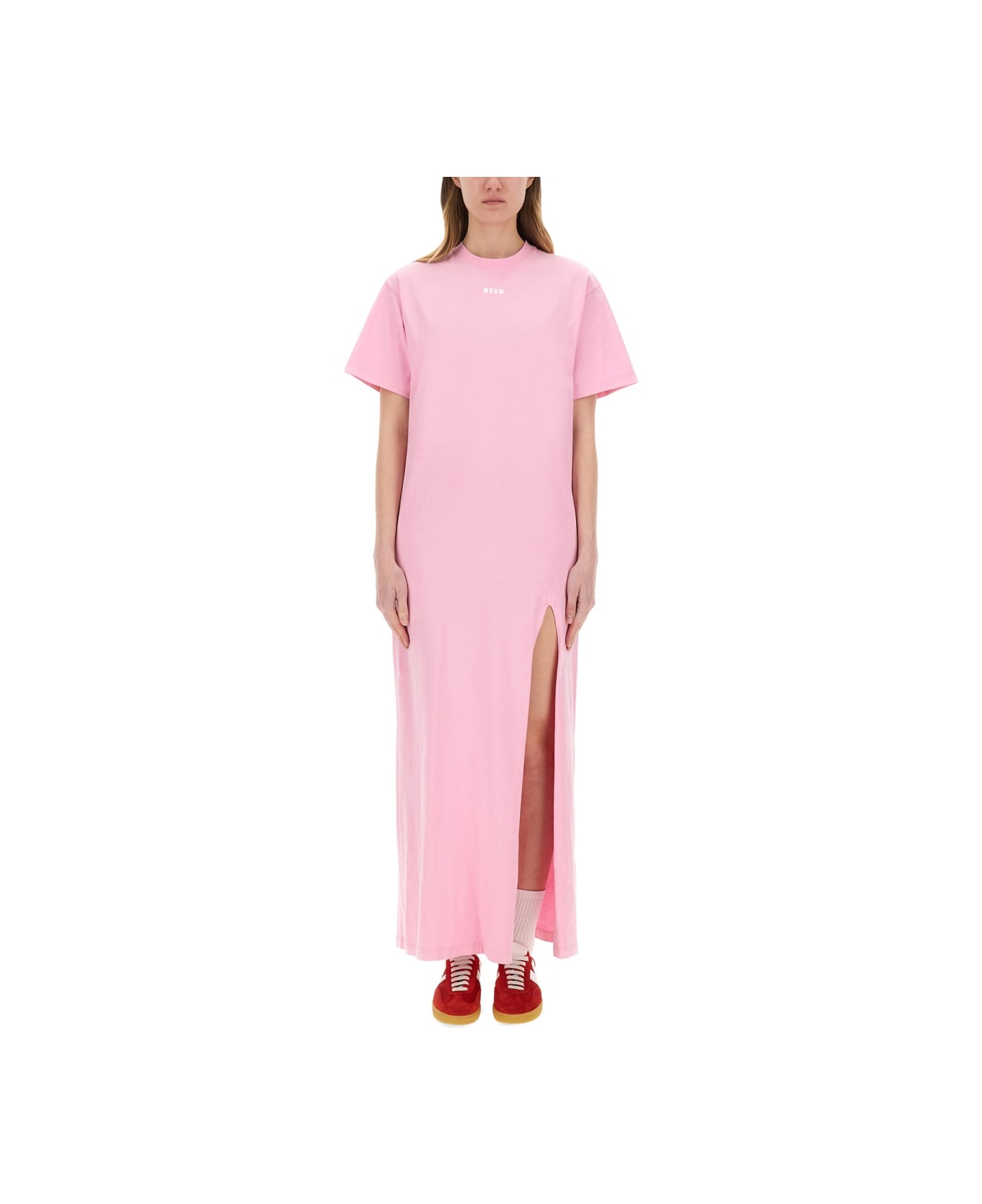 MSGM Long Dress With Slit - PINK