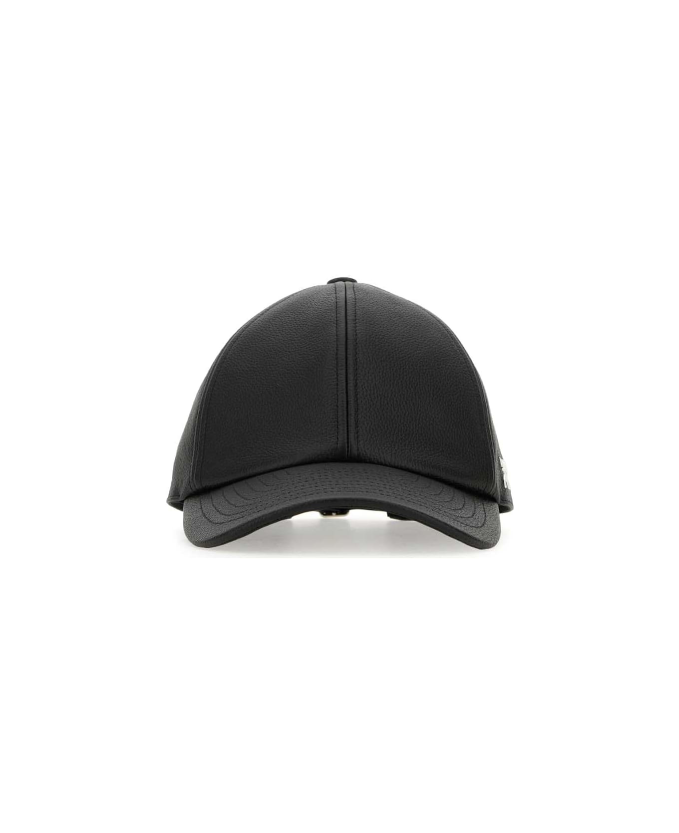 Courrèges Black Leather Baseball Cap - Black