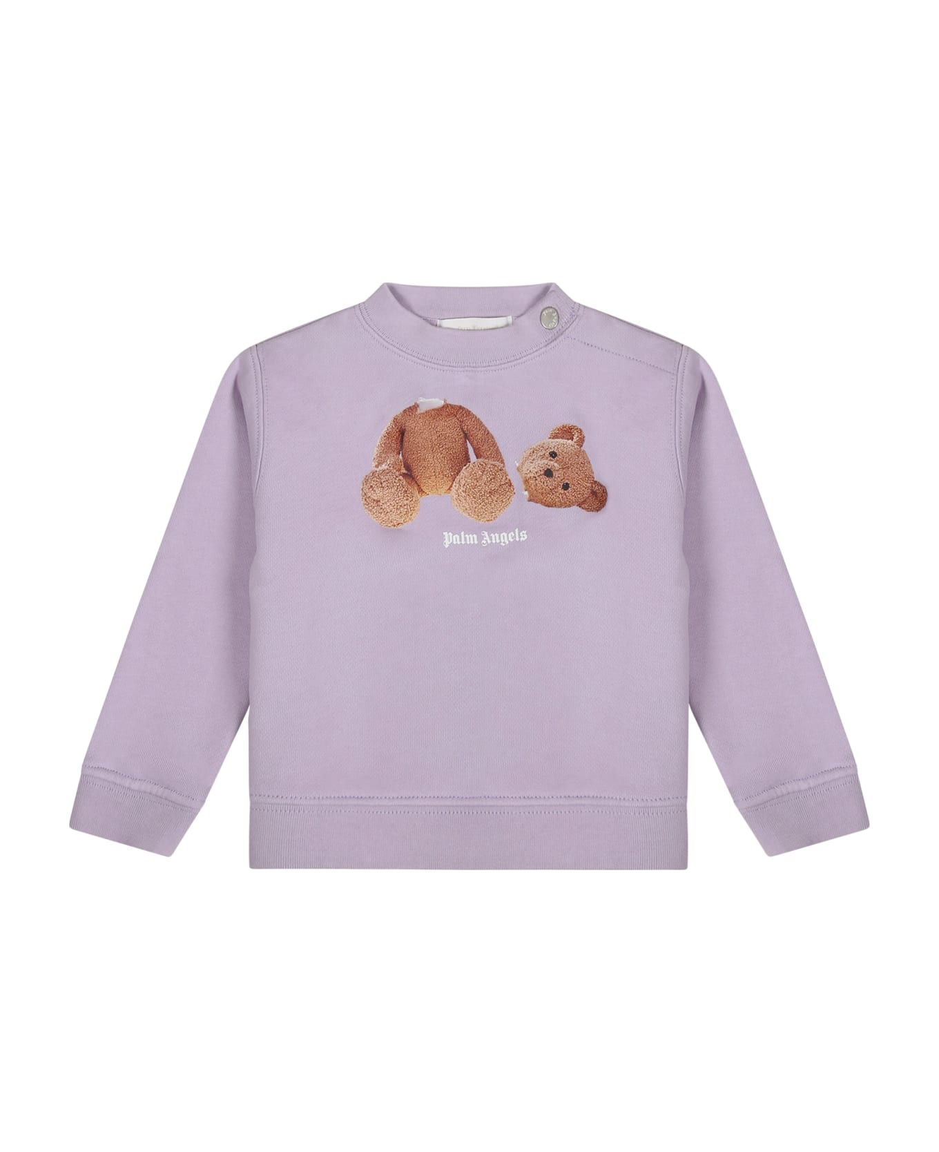 Palm Angels Purple Sweatshirt For Baby Girl With Bear - Violet