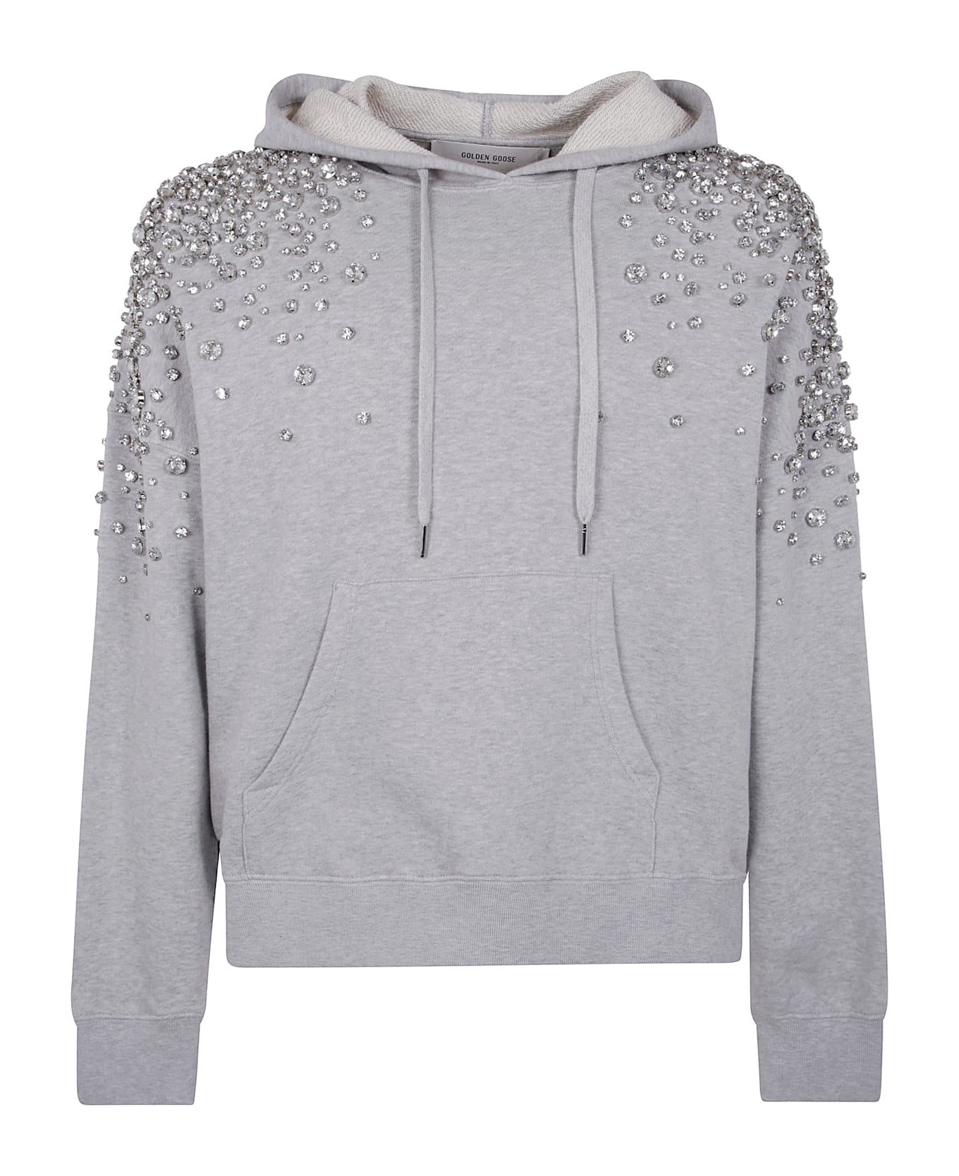 Golden Goose Grey Hoodie With Crystals - Alluminium Melange Gray