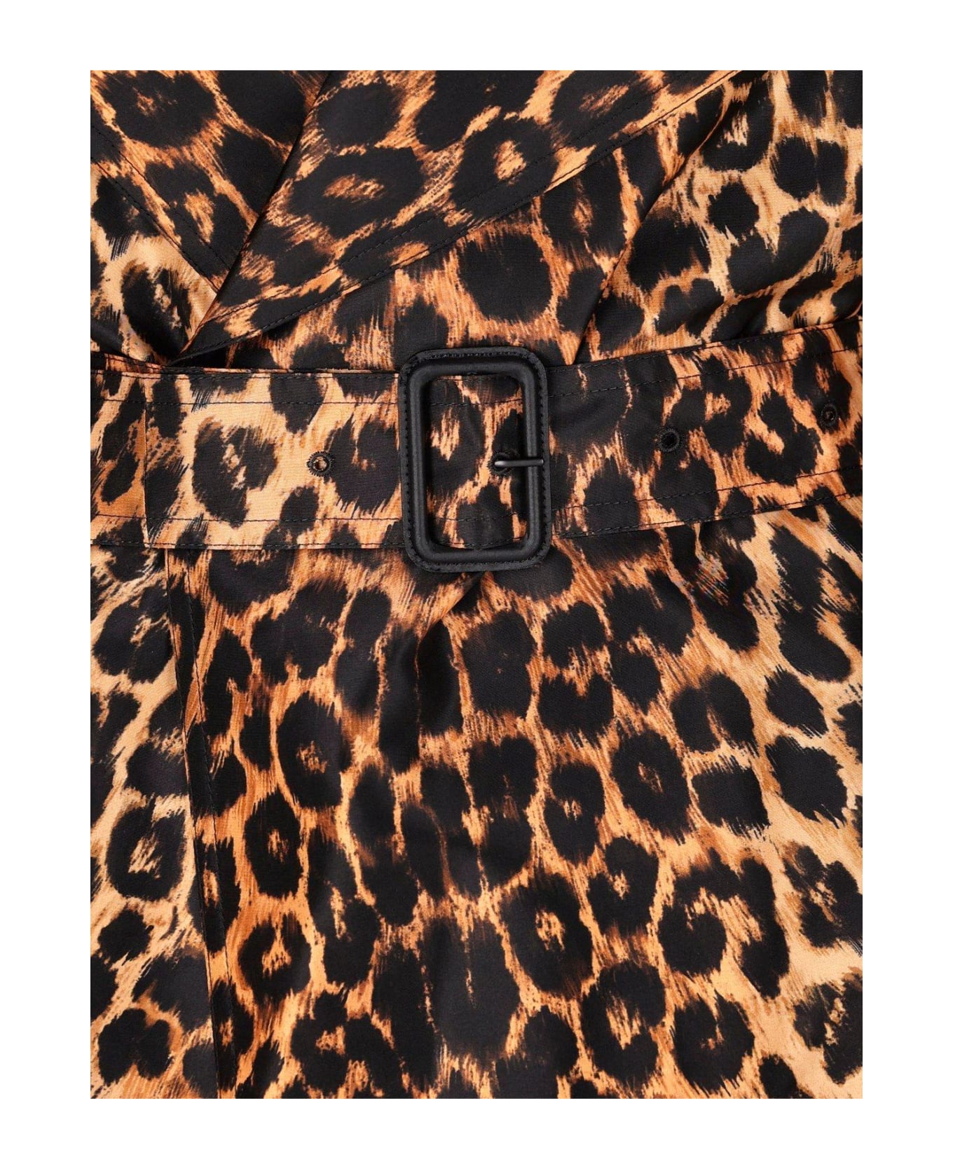 Saint Laurent Leopard Printed Trench Coat - Brown