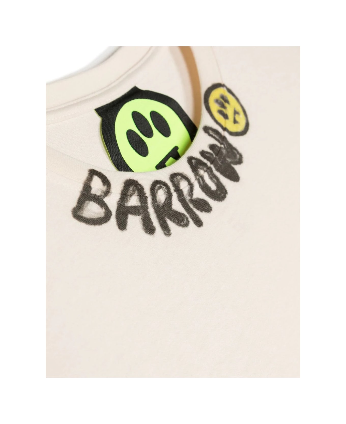 Barrow Beige T-shirt With Graffiti Logo On Crew Neck - Brown