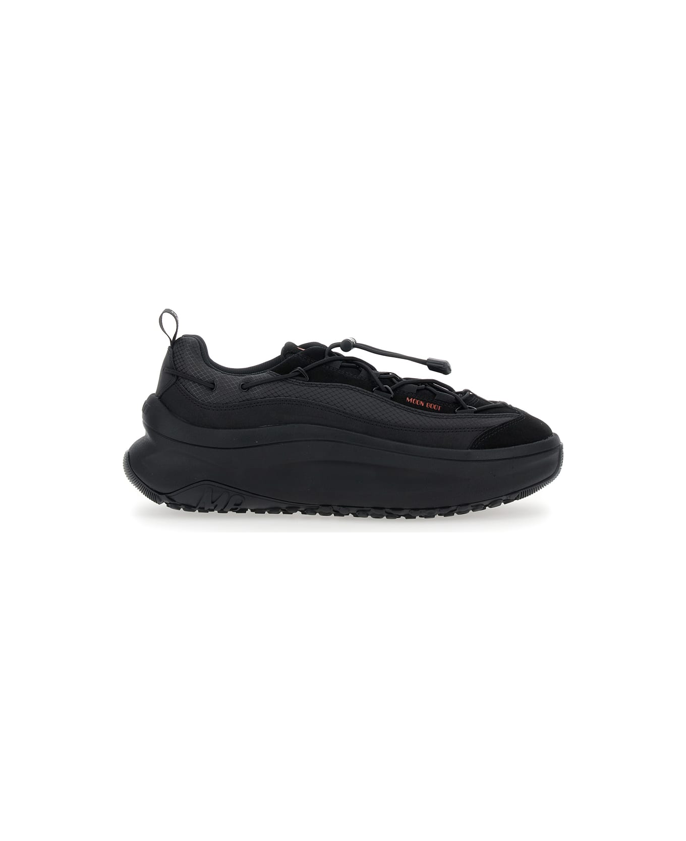 Moon Boot 
moon 247
 Black Low Top Sneakers With Logo On The Tongue In Leather And Fabric Blend Woman - Black