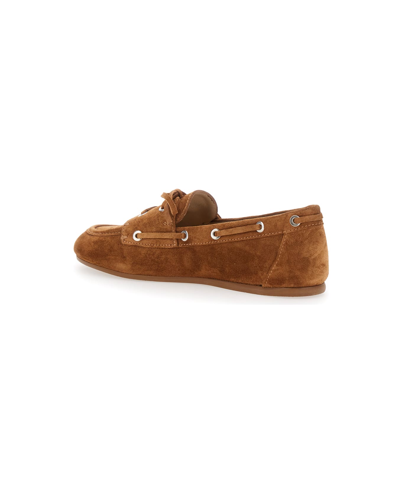 Stuart Weitzman 
tinsley
 Brown Lace Up Loafers With Eyelets In Suede Woman - BUFF