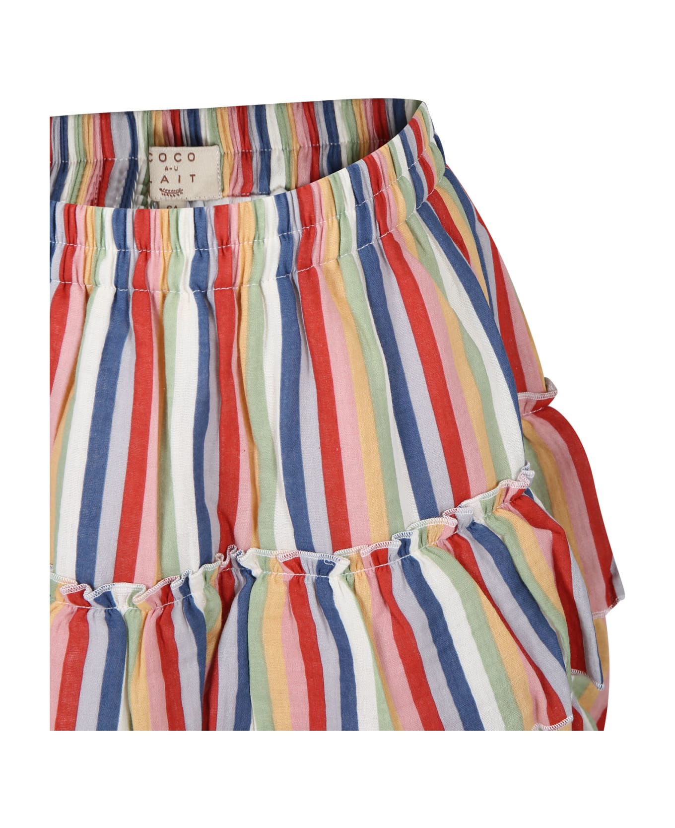 Coco Au Lait Multicolor Skirt For Girl With Stripes Pattern - Multicolor