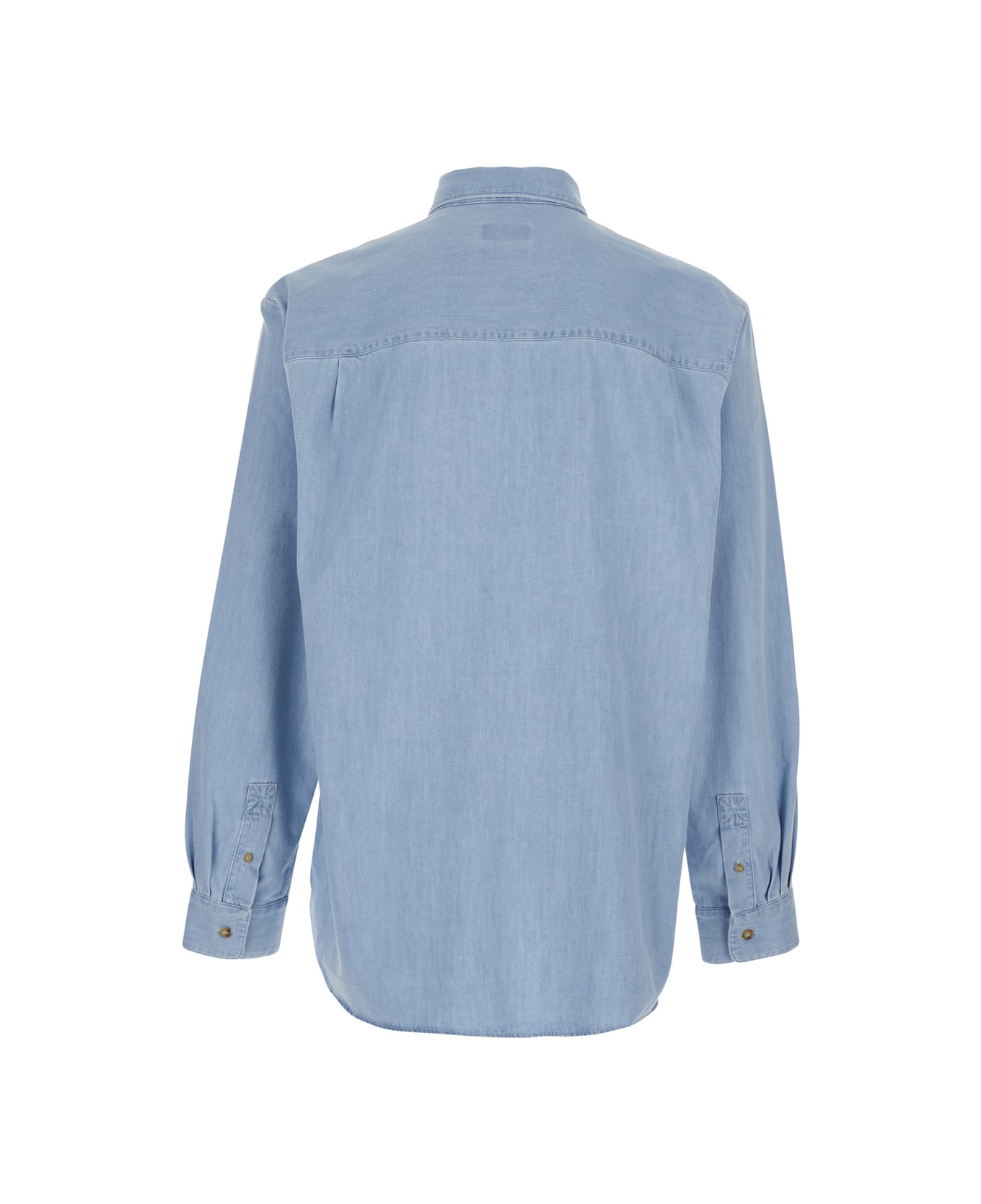 A.P.C. 
mathia
 Light Blue Shirt With Classic Collar And Logo Lettering Embroidery On The Front In Cotton Man - Light blue