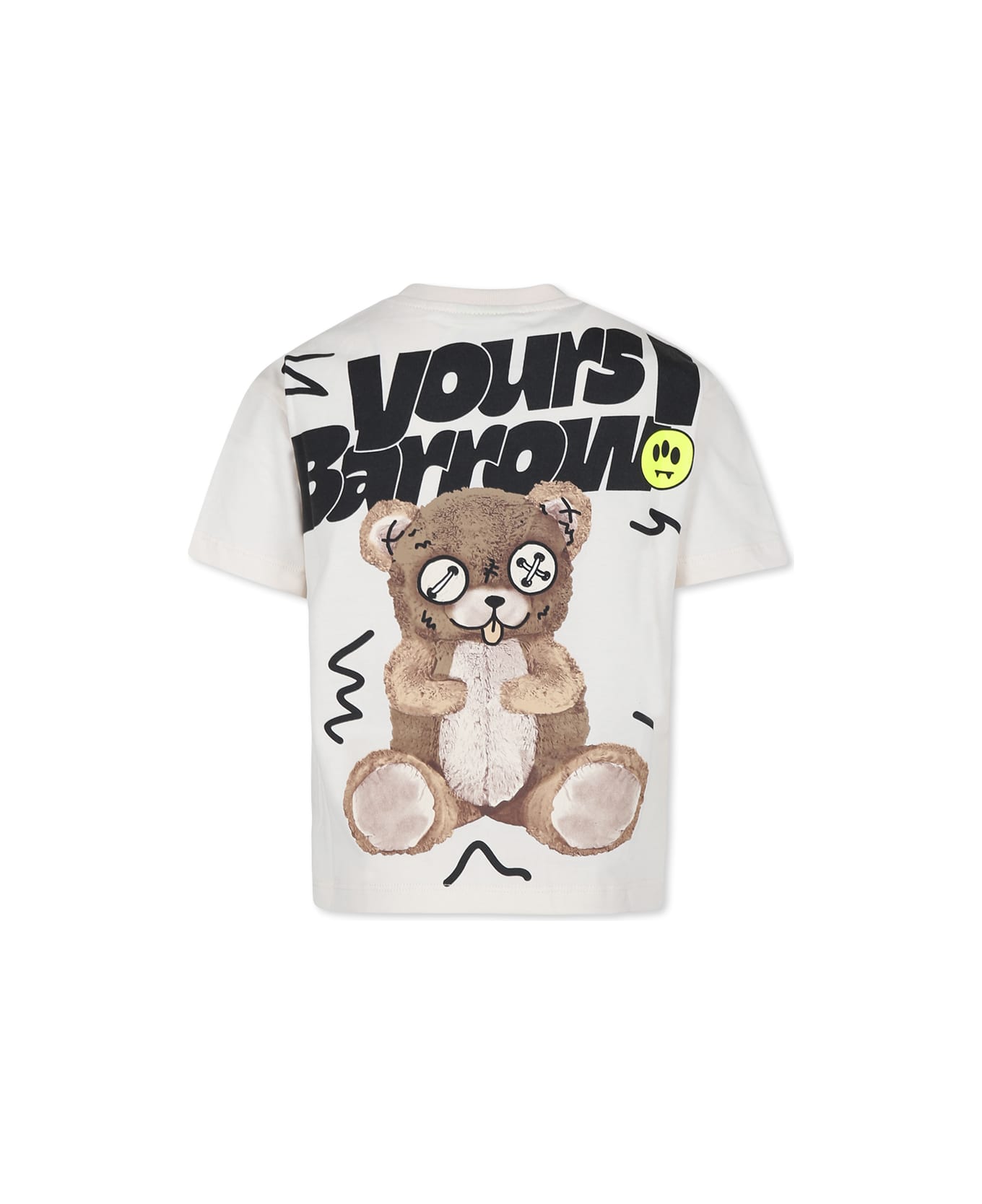 Barrow Ivory T-shirt For Kids With Bear Print - Crema