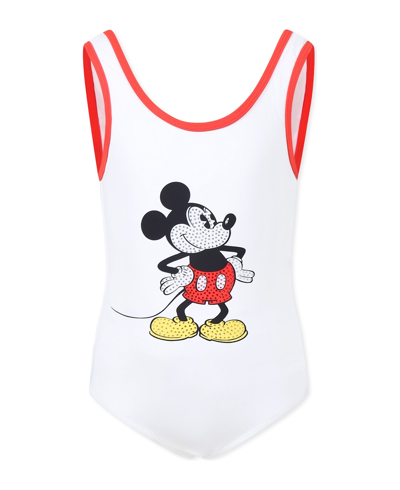 Little Marc Jacobs White Swimsuit For Girl With Mickey Mouse - White