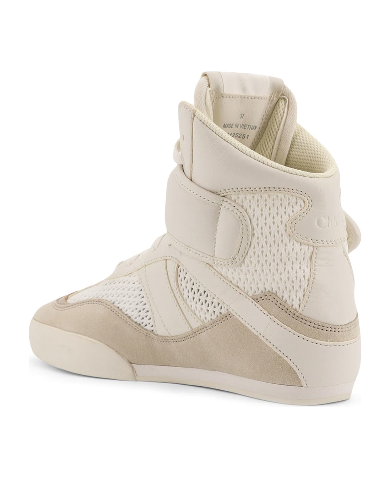 Chloé Kick Synthetic Fabric And Suede Sneakers - Cloudy Cream